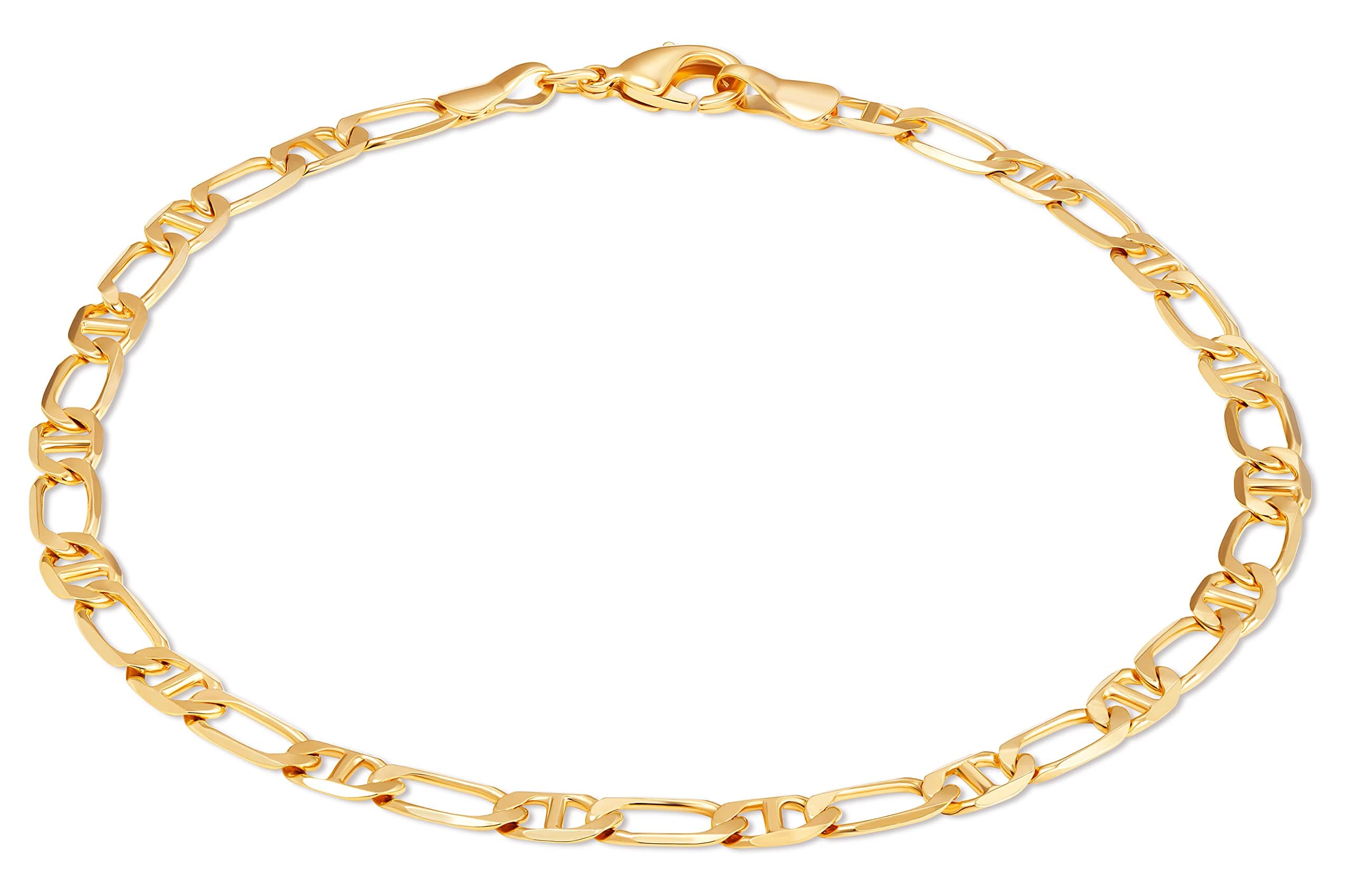 Barzel Brazilian 18K Gold Plated Figaro Anklet for Women