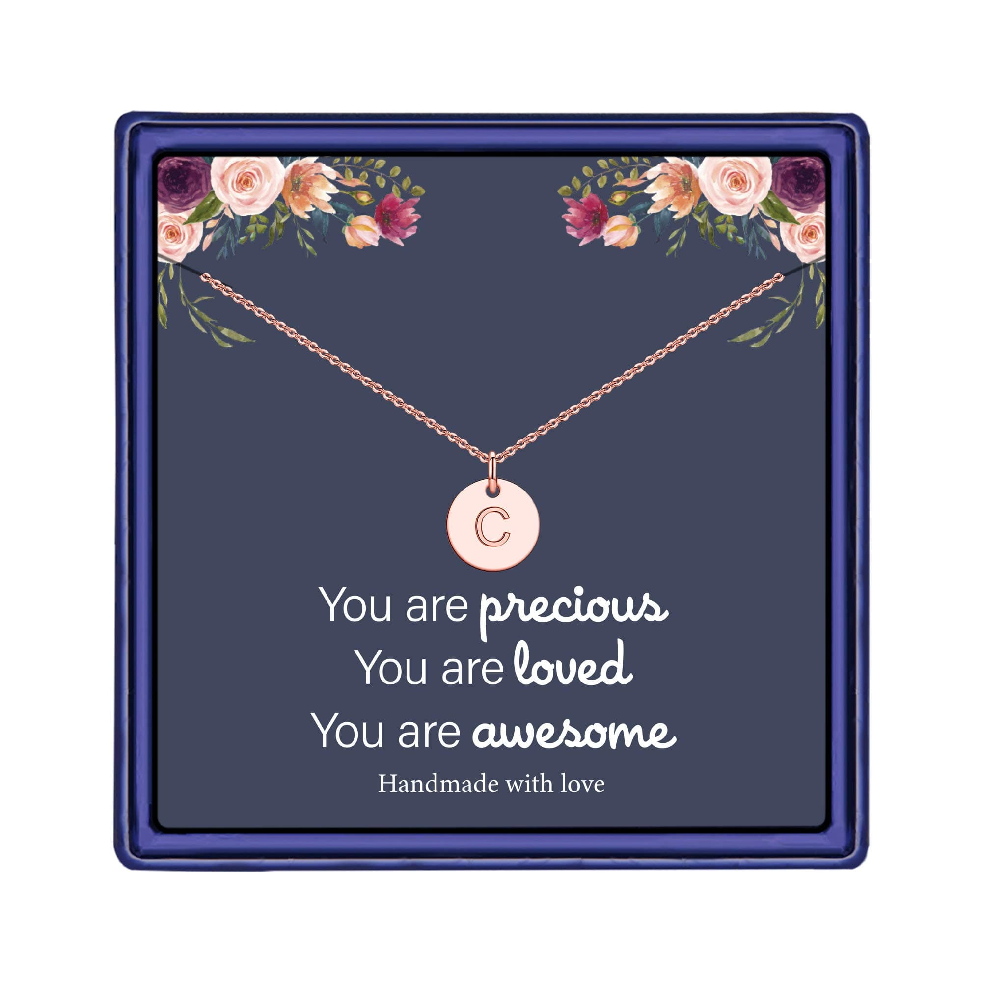 Hidepoo Daughter Gifts - Personalized 14K Gold Filled Disc Initial Necklace Jewelry