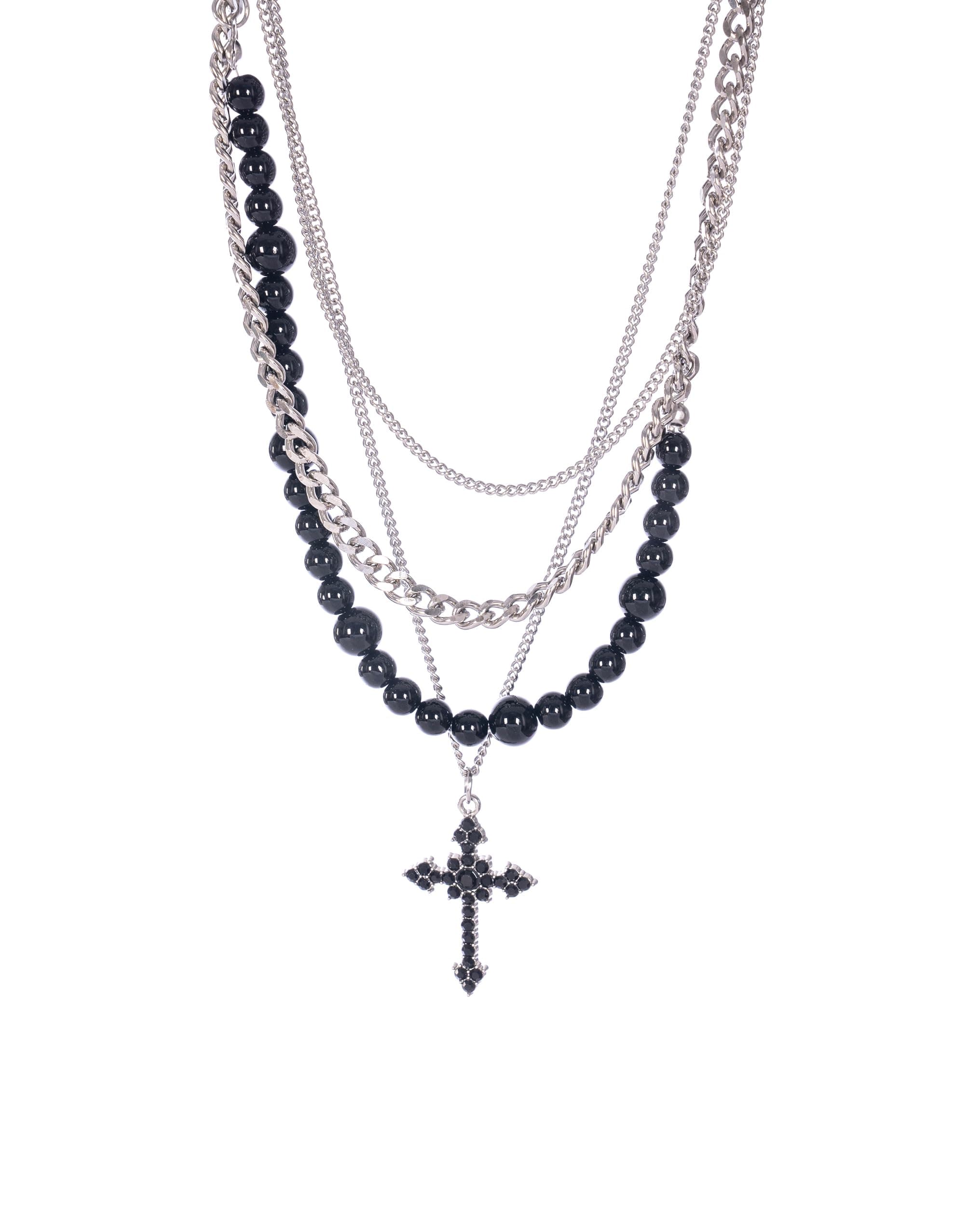 HEAKEY Stainless Steel Layered Hip Hop Choker Necklace