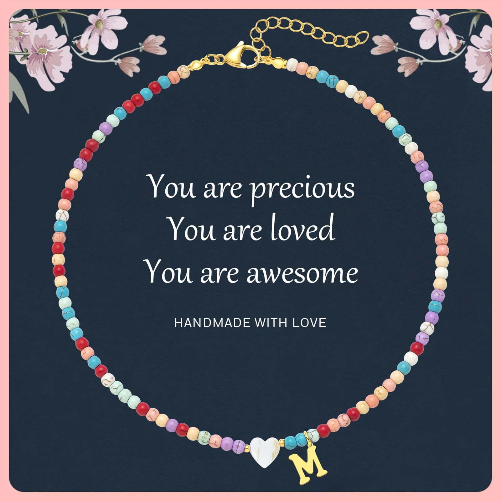 Colorful Beaded Initial Necklaces for Women - Bohemian Choker Jewelry Gifts
