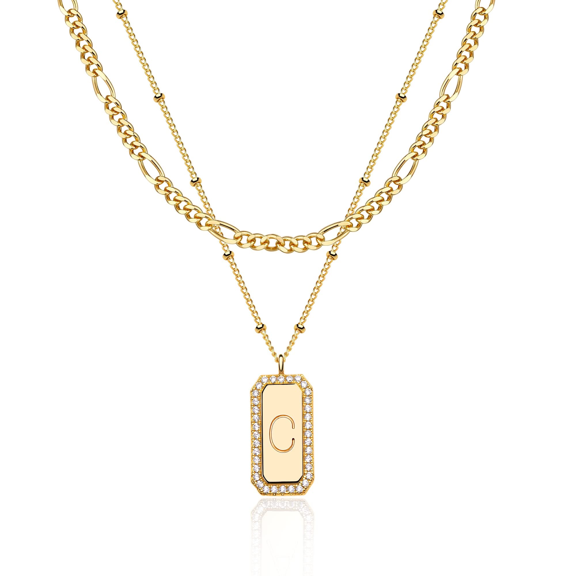 TONTMY STUDIOS Gold Initial Necklace & Choker Set