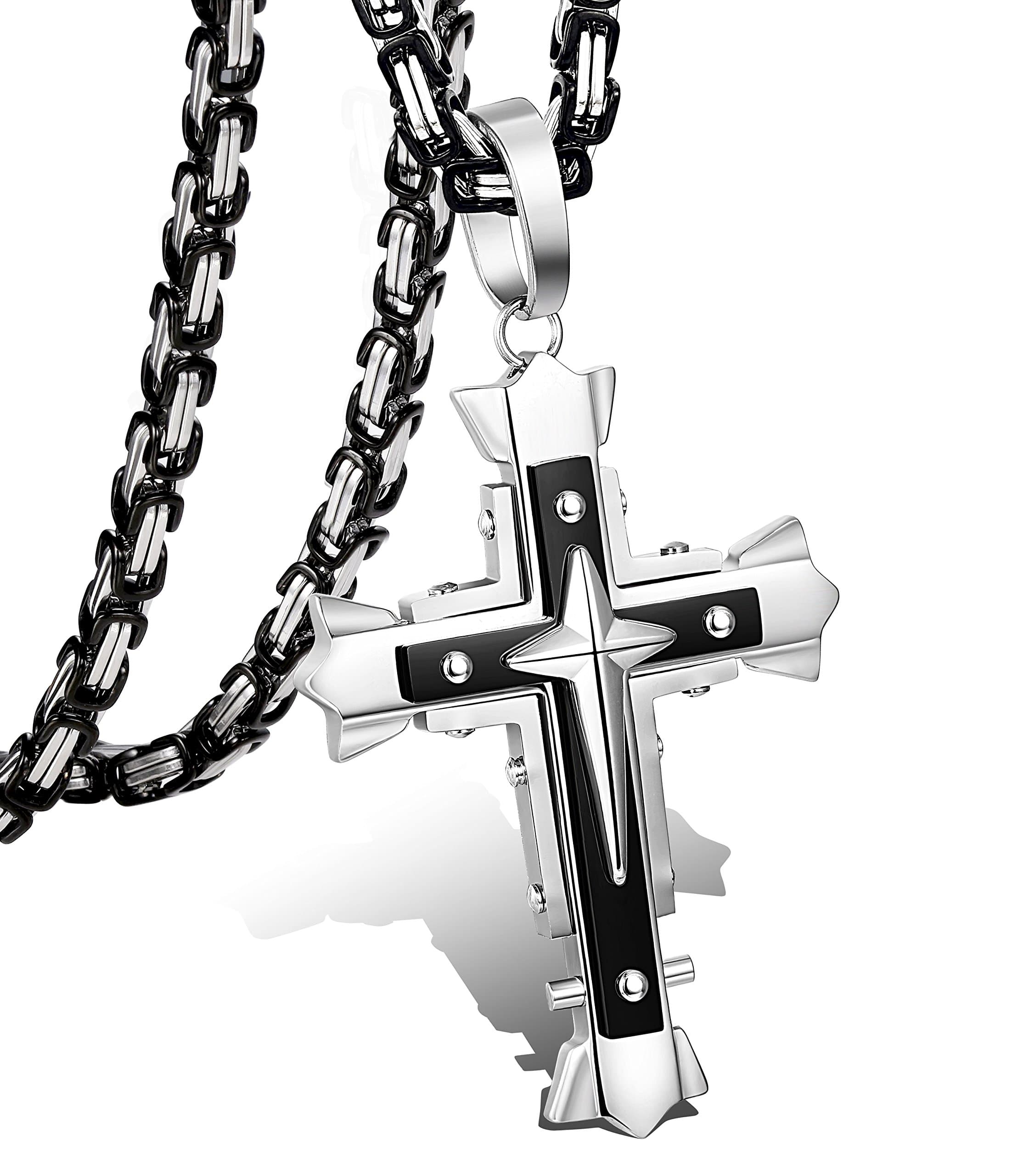 Lolas 5mm Stainless Steel Cross Pendant Necklace 22-30 Inches