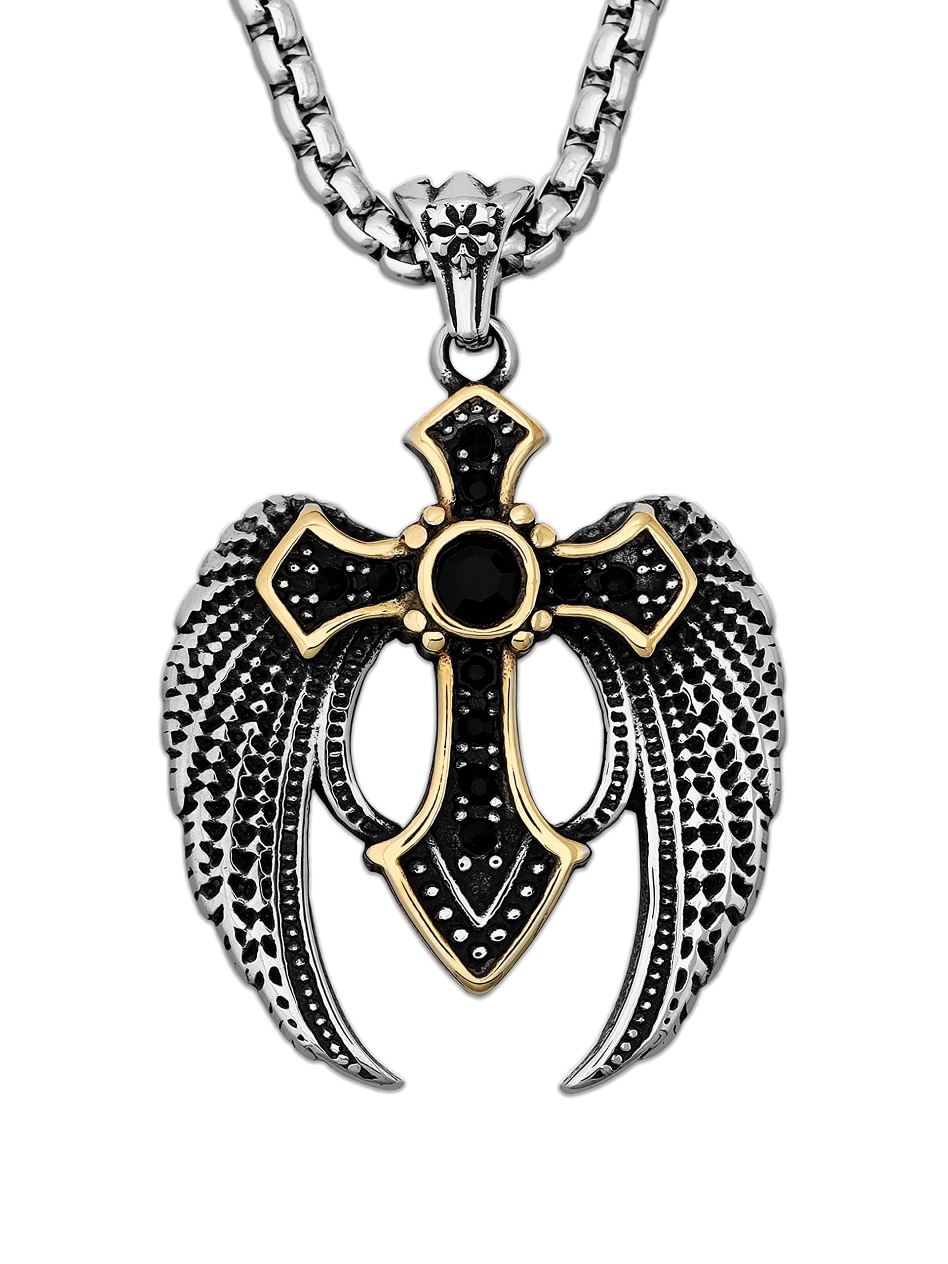 HAQUIL Stainless Steel Cross Necklace, Box Chain, Gifts for Him and Her