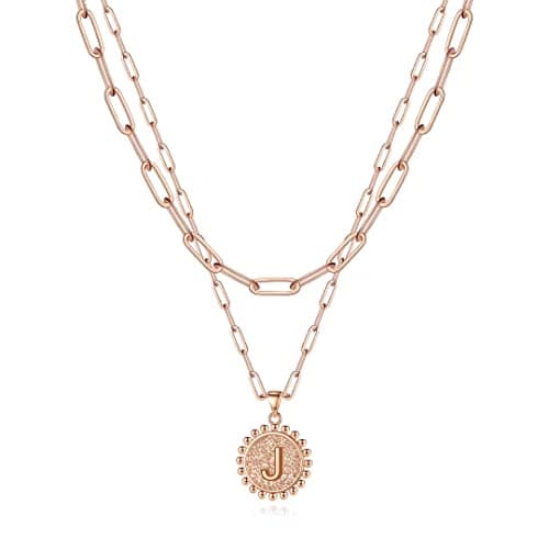 Ursteel 14K Gold Plated Layered Initial Necklaces for Women