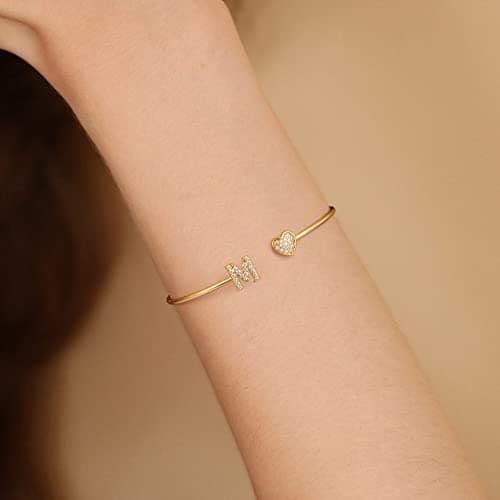 BRIJEWLIC 14K Gold Plated Initial Bracelets for Women and Girls