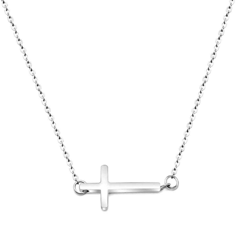 Jude Jewelers Stainless Steel Sideways Cross Prayer Collar Necklace