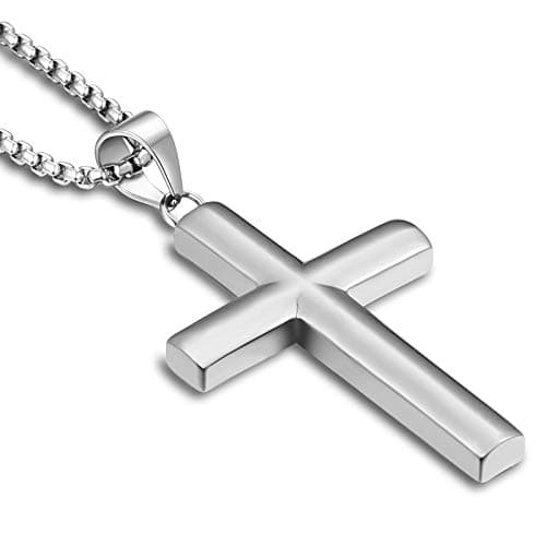 YL Men's 316L Stainless Steel Jesus Ankh Pendant Necklace