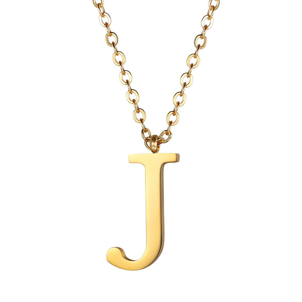 PROSTEEL Women's Trendy Gold Plated Black 316 Stainless Steel Initial Necklace, Adjustable 20-22"imentierten Mineralwass