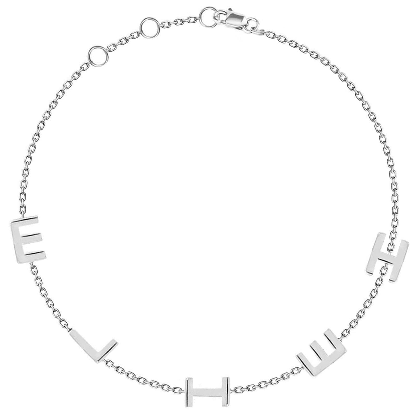 JEWEE Diamond Personalized 14k Gold or Sterling Silver Sideways Initial Bracelet