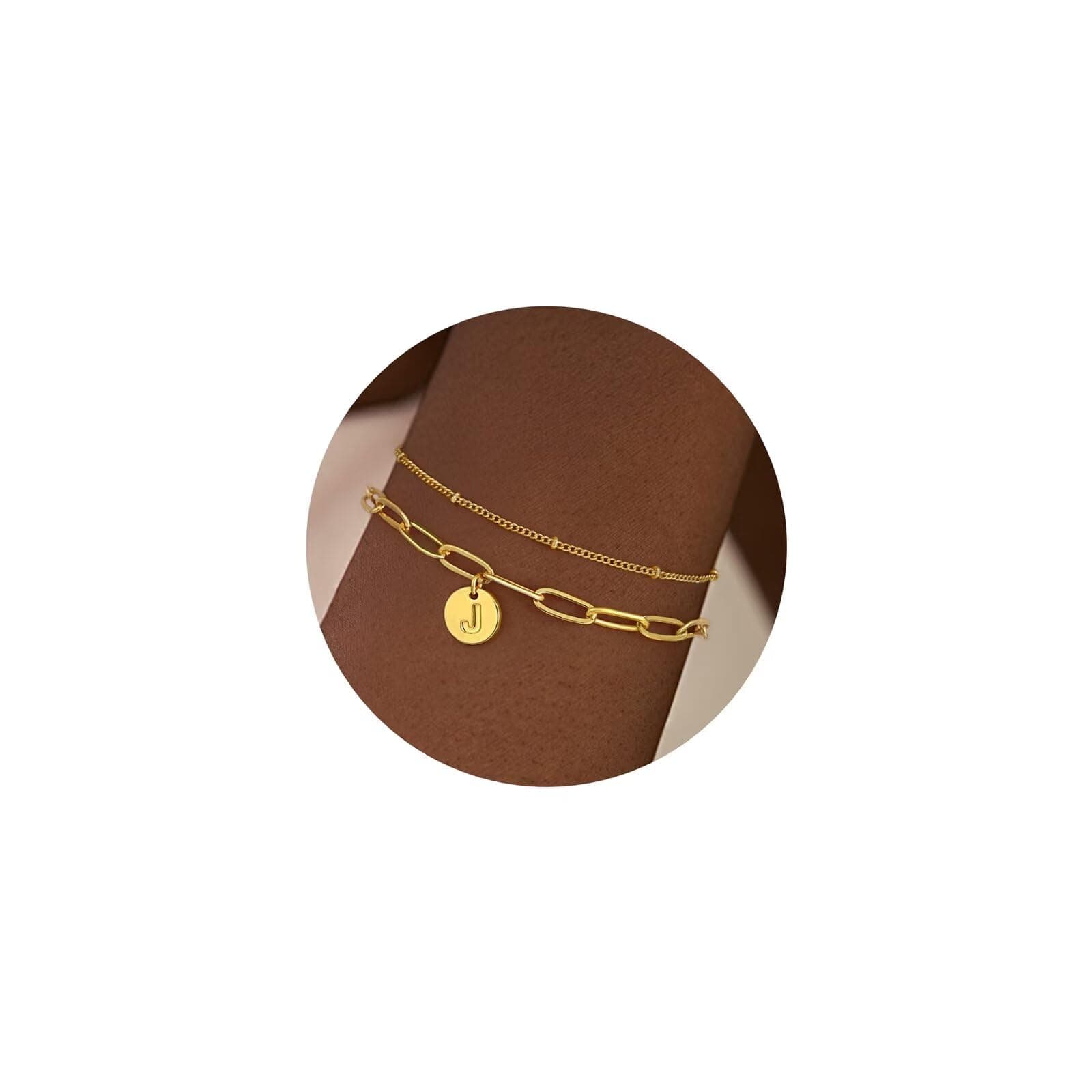 Turandoss Gold Monogram Initial Bracelets for Women