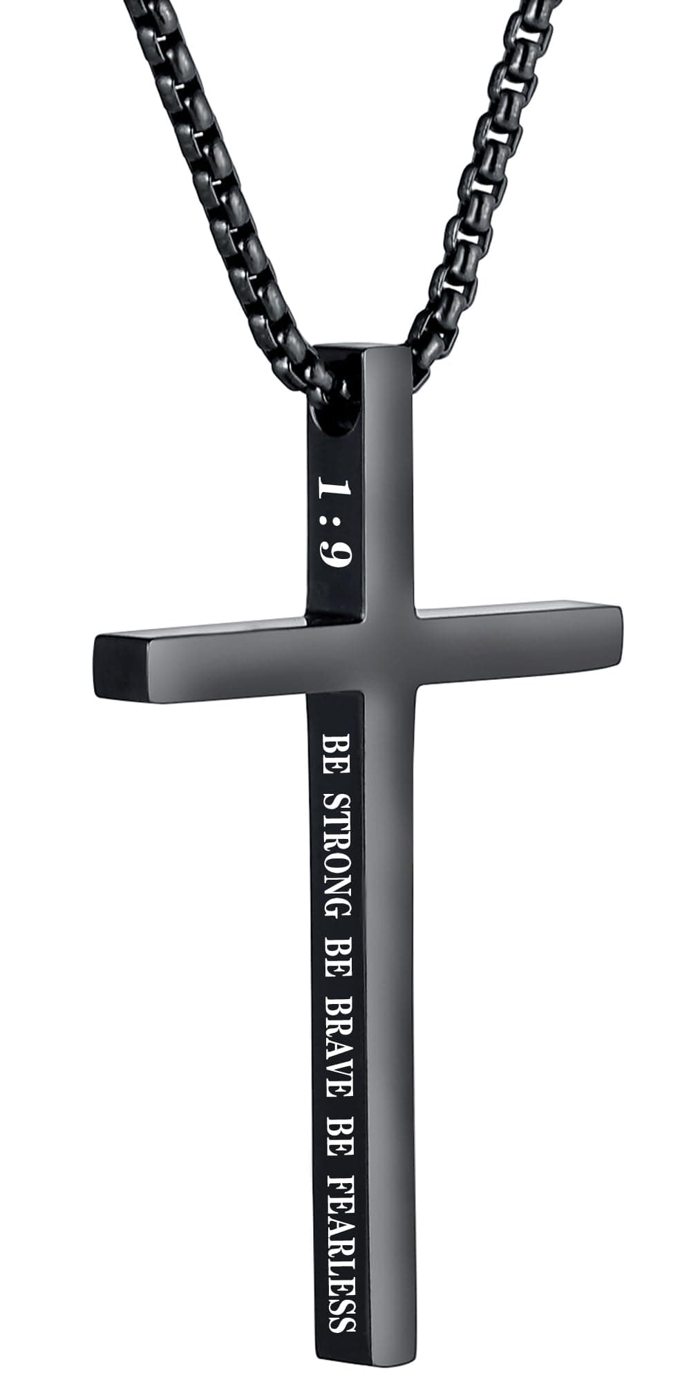 XOYOYZU Men's Christmas Cross Necklace Strength Bible Verse Pendant