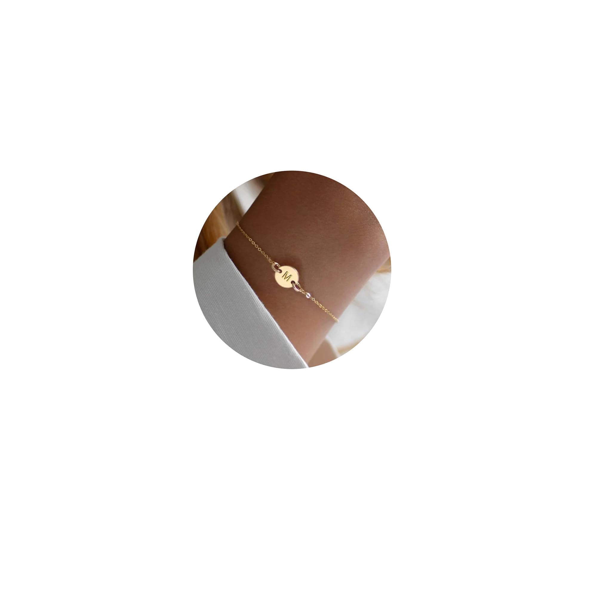 Personalized 18K Gold Plated Stainless Steel Initial Disc Bracelet for Women
