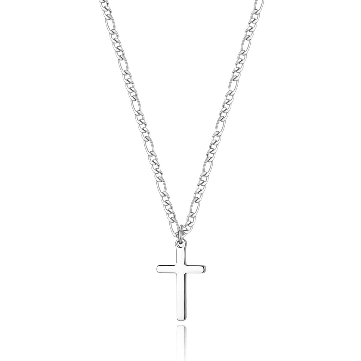 TASBERN Men's 14K Gold Filled Stainless Steel Cross Necklace Simple Religious Jewelry