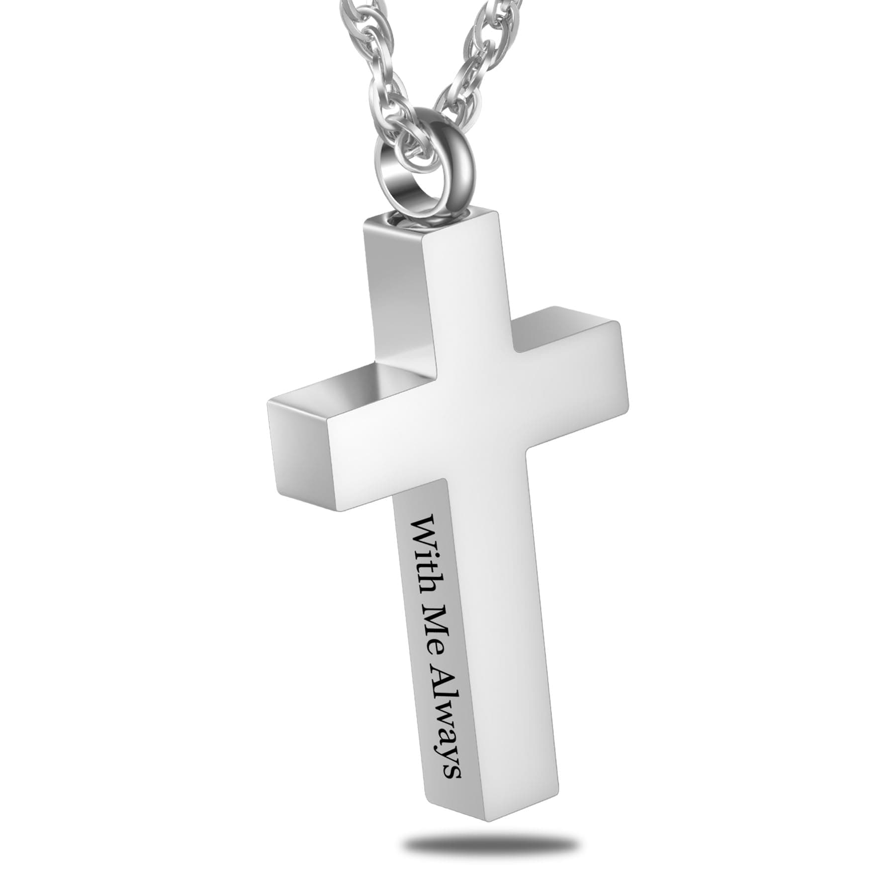 Stainless Steel Cremation Cross Necklace for Ashes Hold With Me Always