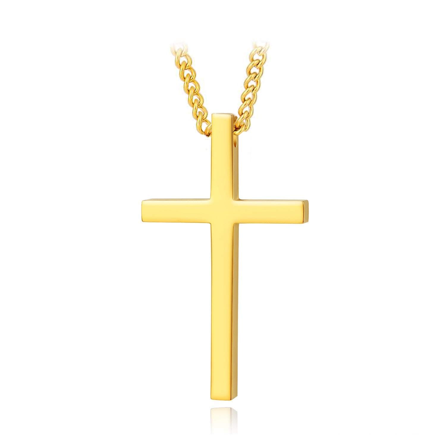 MOMOL 18K Gold Plated Stainless Steel Cross Pendant Necklace for Men and Women