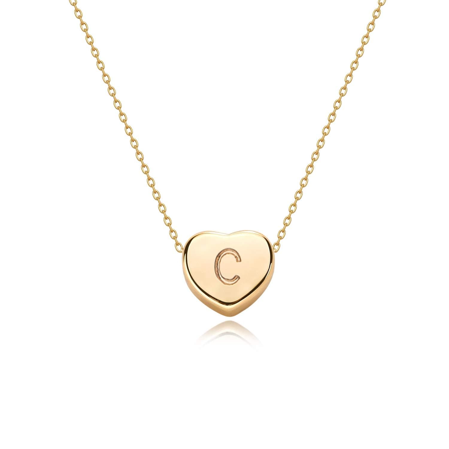Fettero Tiny Gold Initial Heart Necklace for Women
