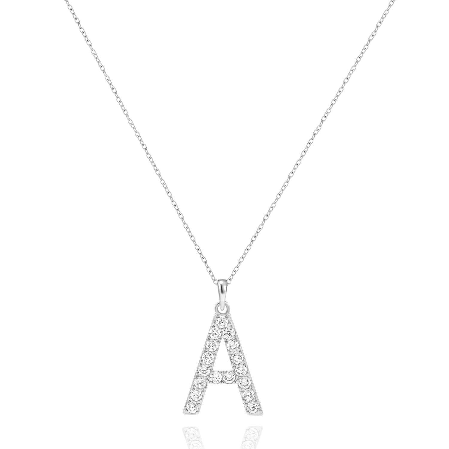 Tarsus Initial Cubic Zirconia Necklace Adjustable Chain 18" + 2"