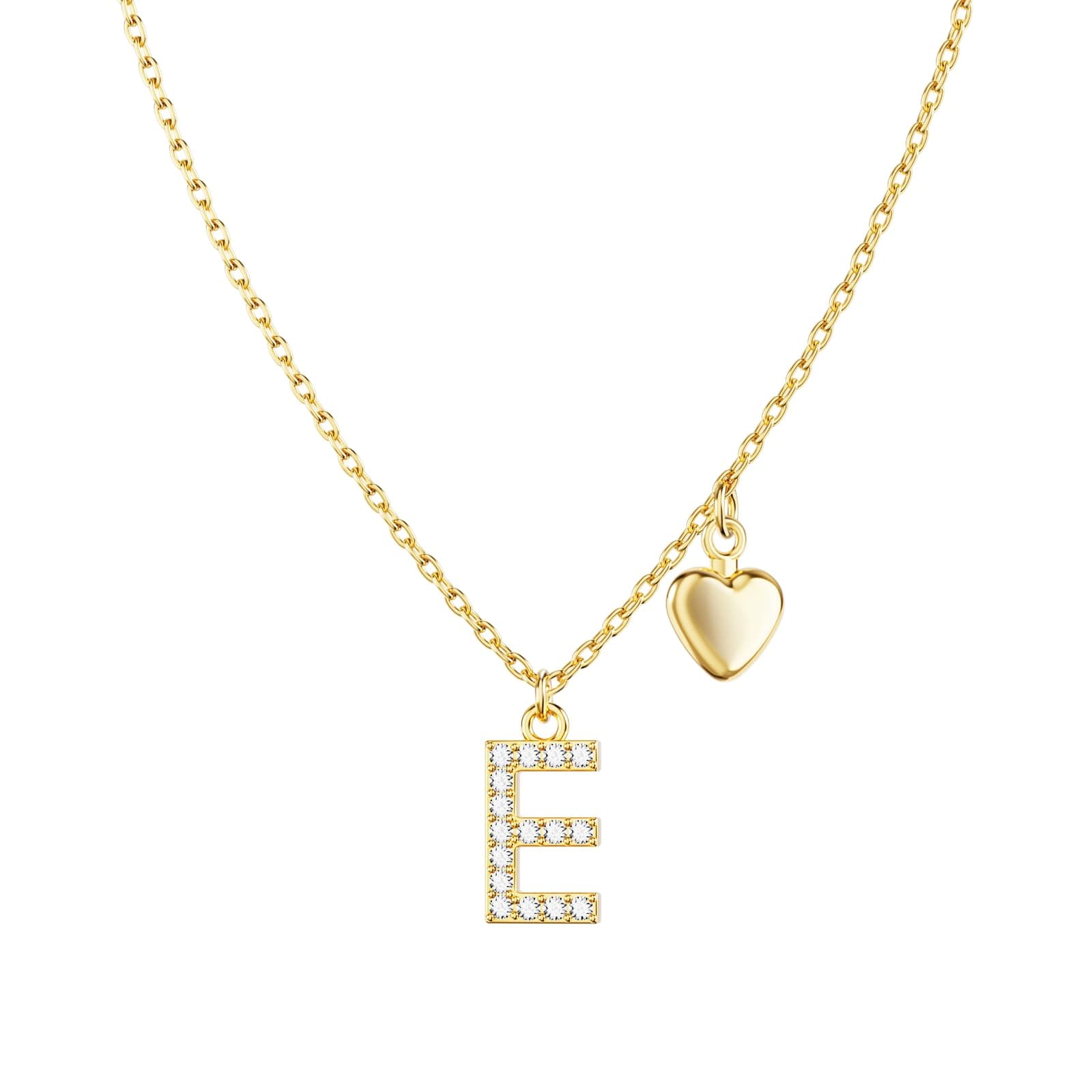 UHIBROS Gold Zirconia Heart Letter Pendant Personalized Naming Necklace