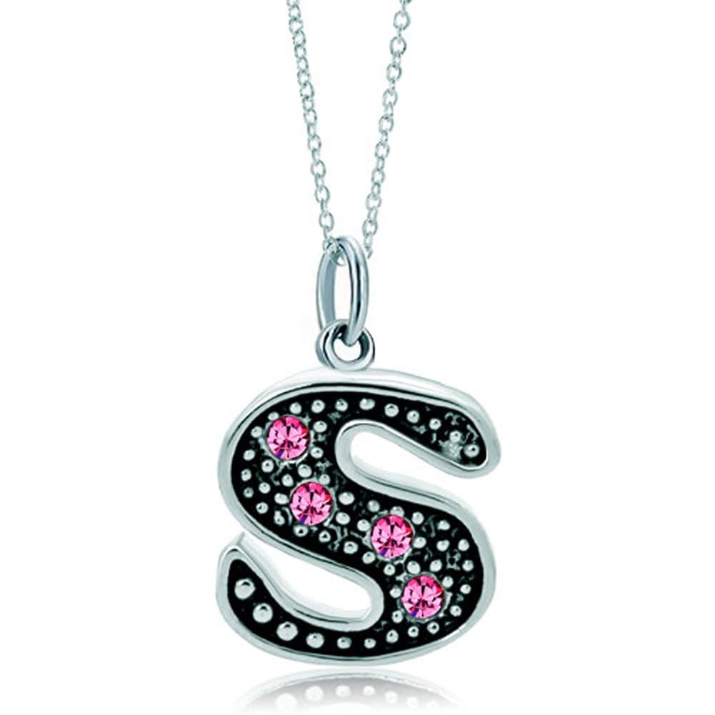 LovelyJewelry Pink Alphabet A-Z Initial Bead Necklace Pendant