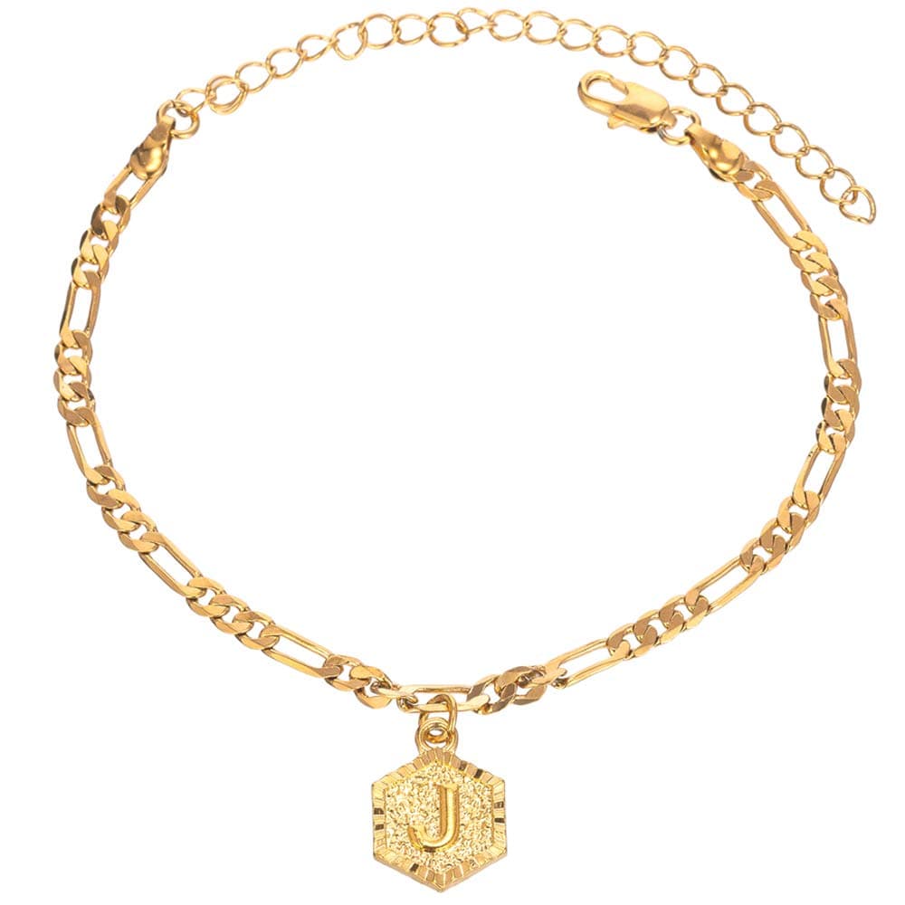 Kelistom Custom Initial 18K Gold Silver Anklet Bracelet for WomenTeen Girls