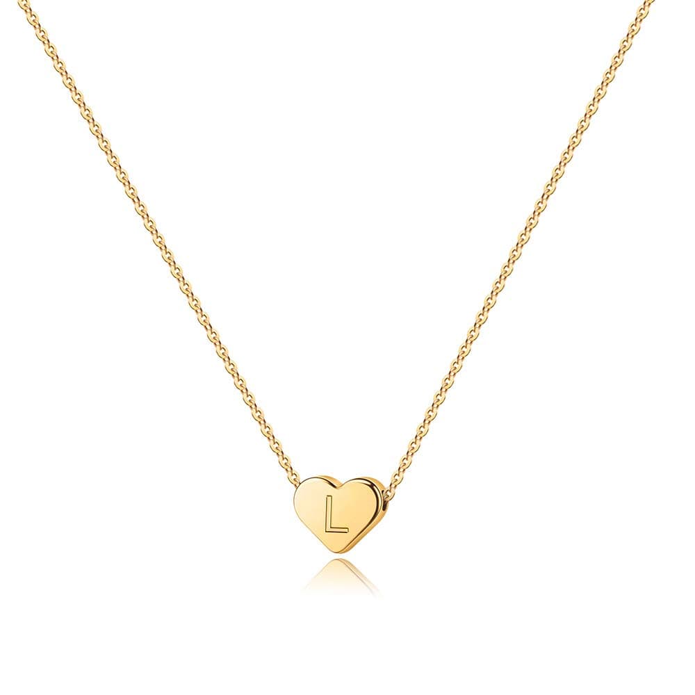 14K Gold Plated Heart Pendant Letter Necklace - Mum's Mothers Day Gift