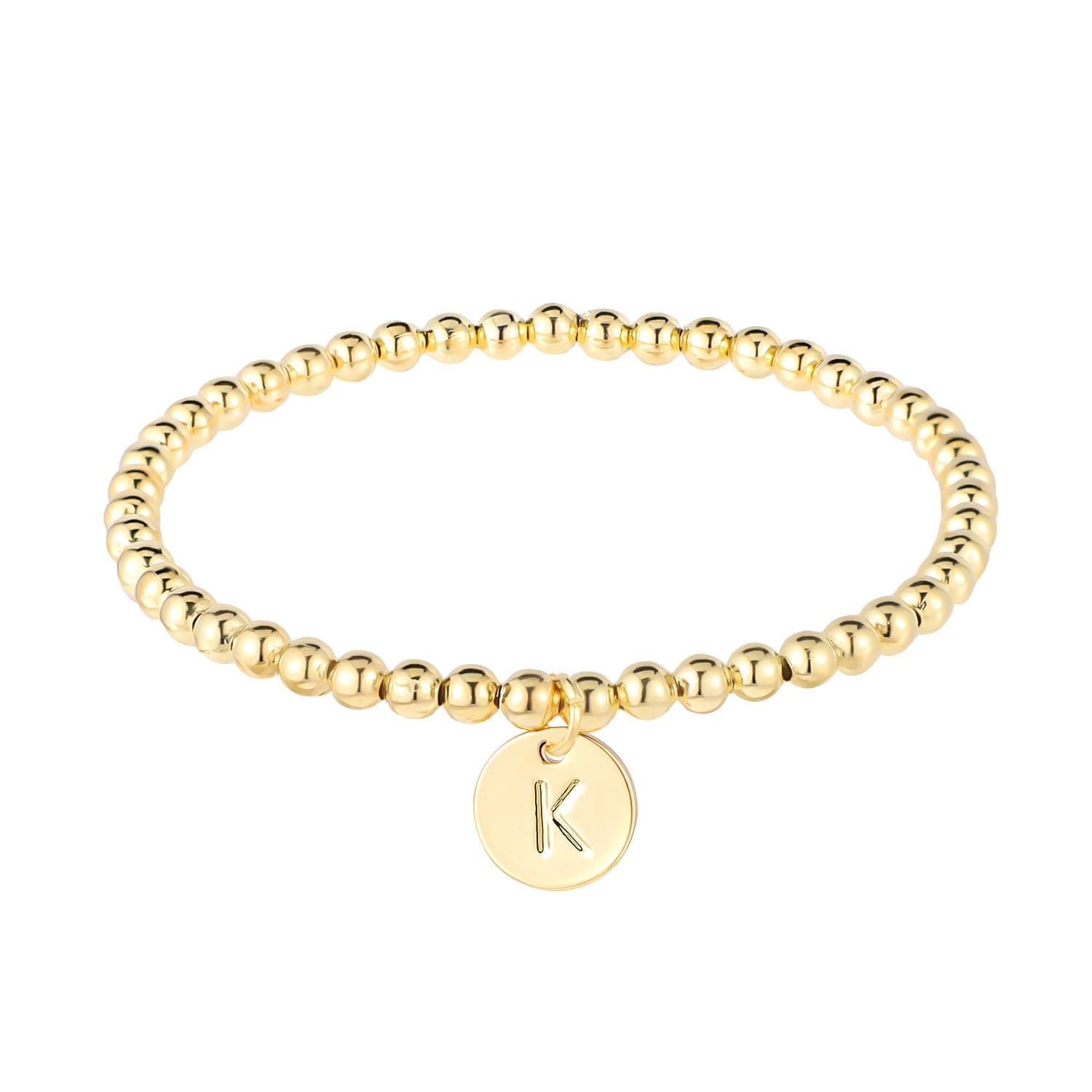 Mikovivi Initial Bracelet, Dainty Gold Letter Charm Beaded Jewelry for Girls & Teens