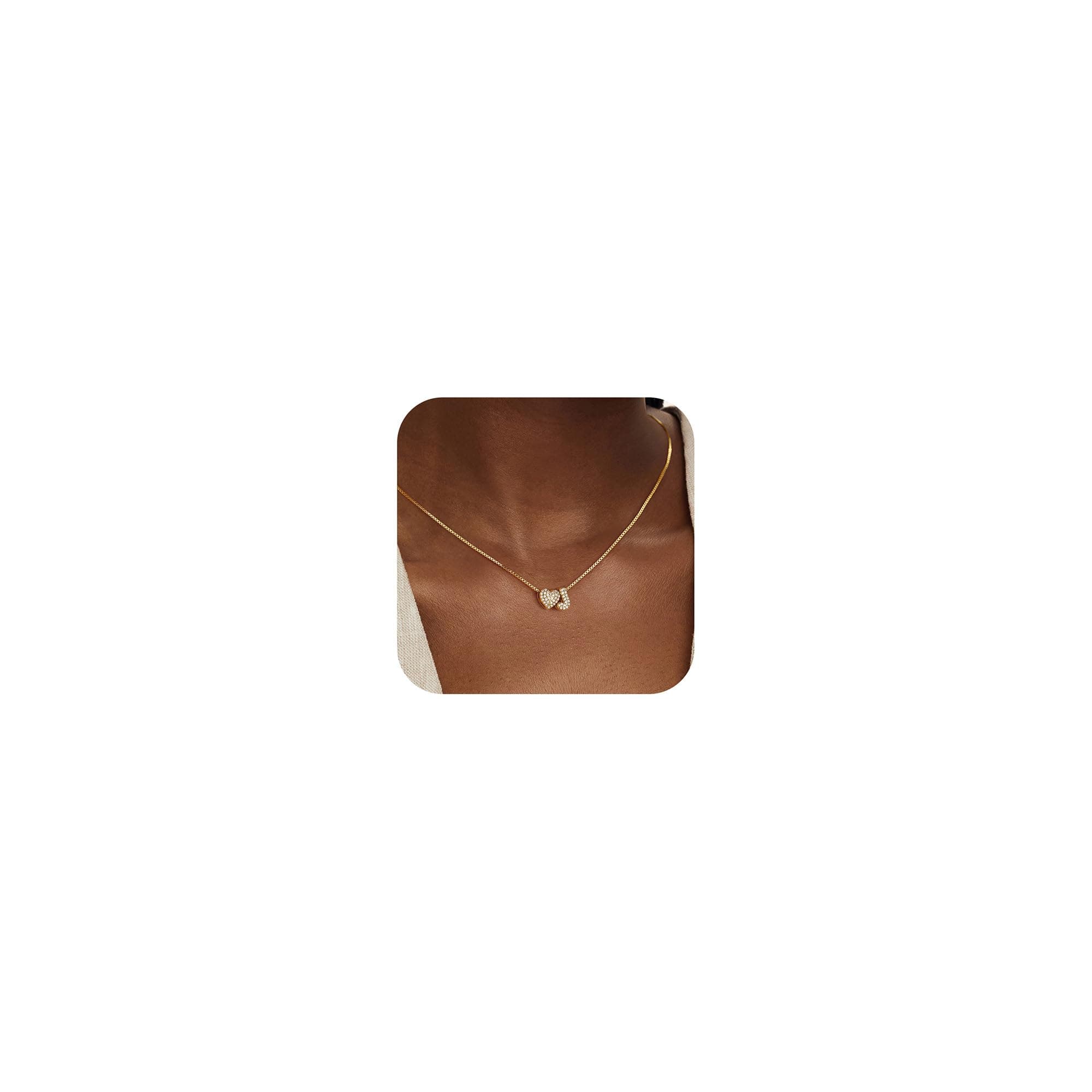 Turandoss Gold Heart Initial Necklace for Women
