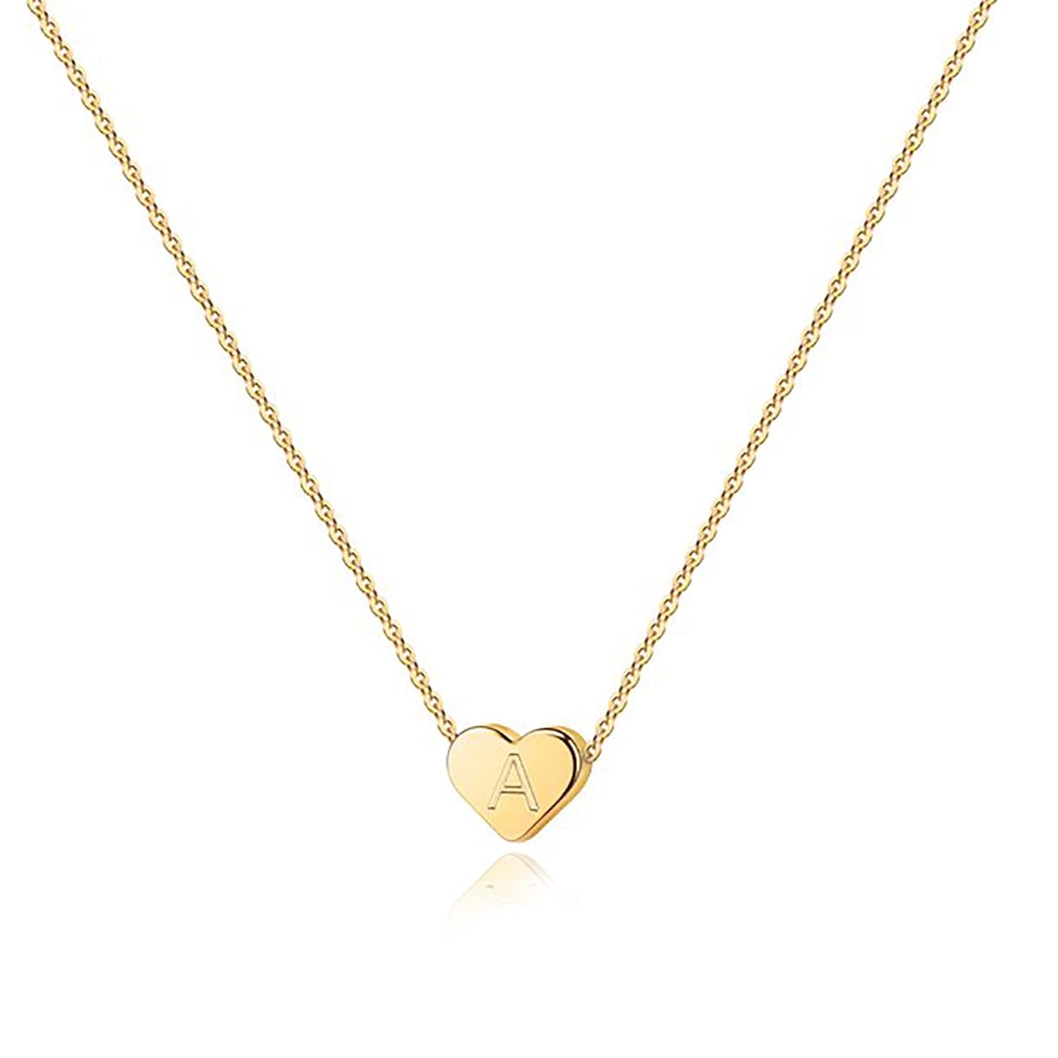 PavoI 14K Gold Plated Tiny Heart Necklace | Personalized Letter Choker
