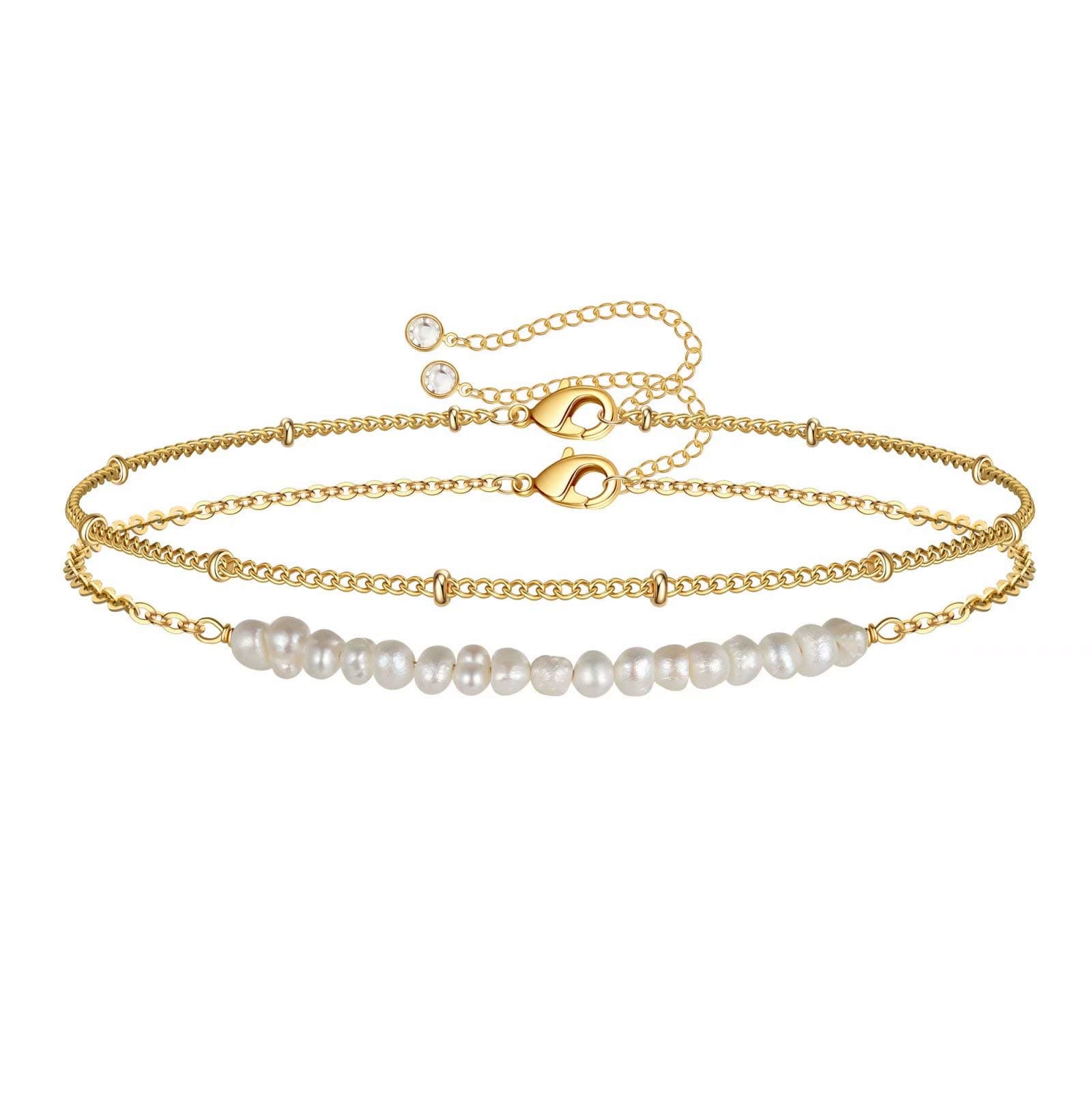 Turandoss Women's 14K Gold Plated Evil Eye Layered Bracelet