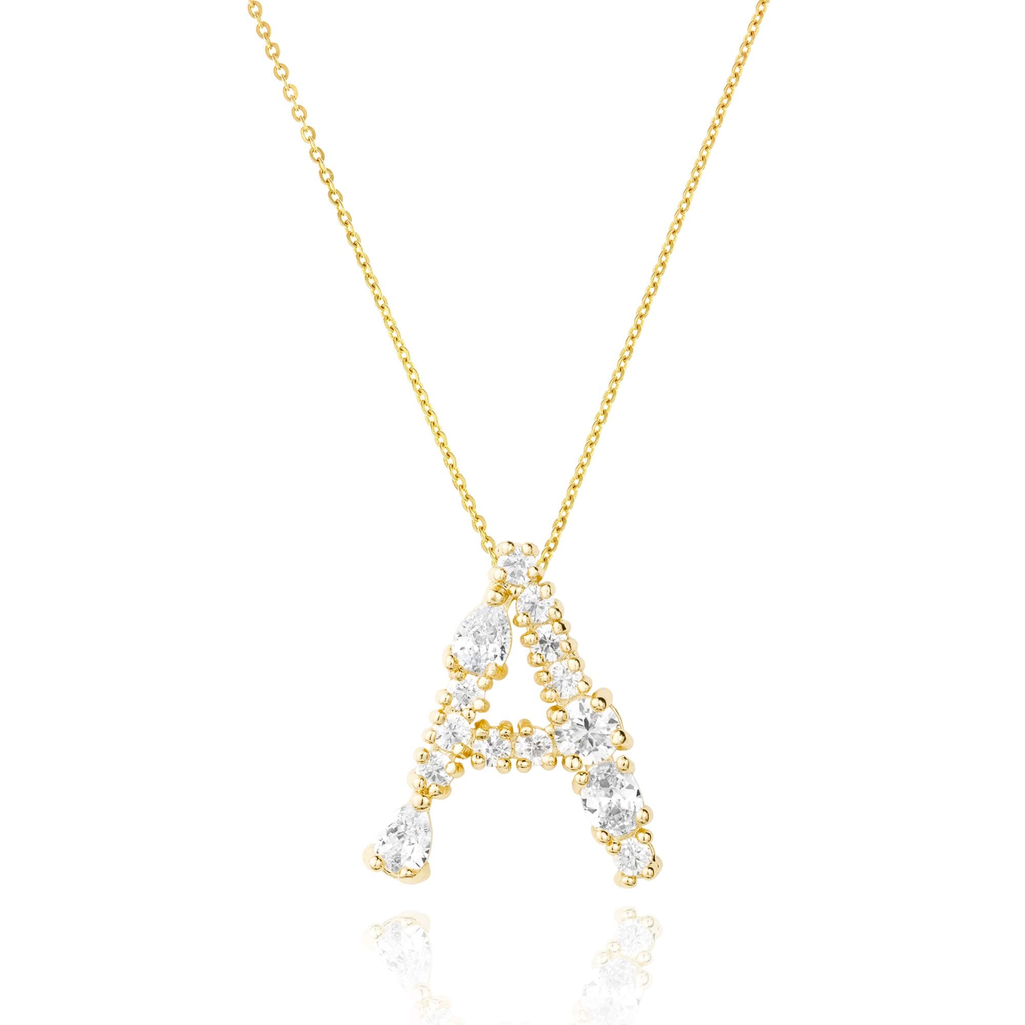 LAVLA 18k Gold Plated Colorful Crystal Initial Necklace