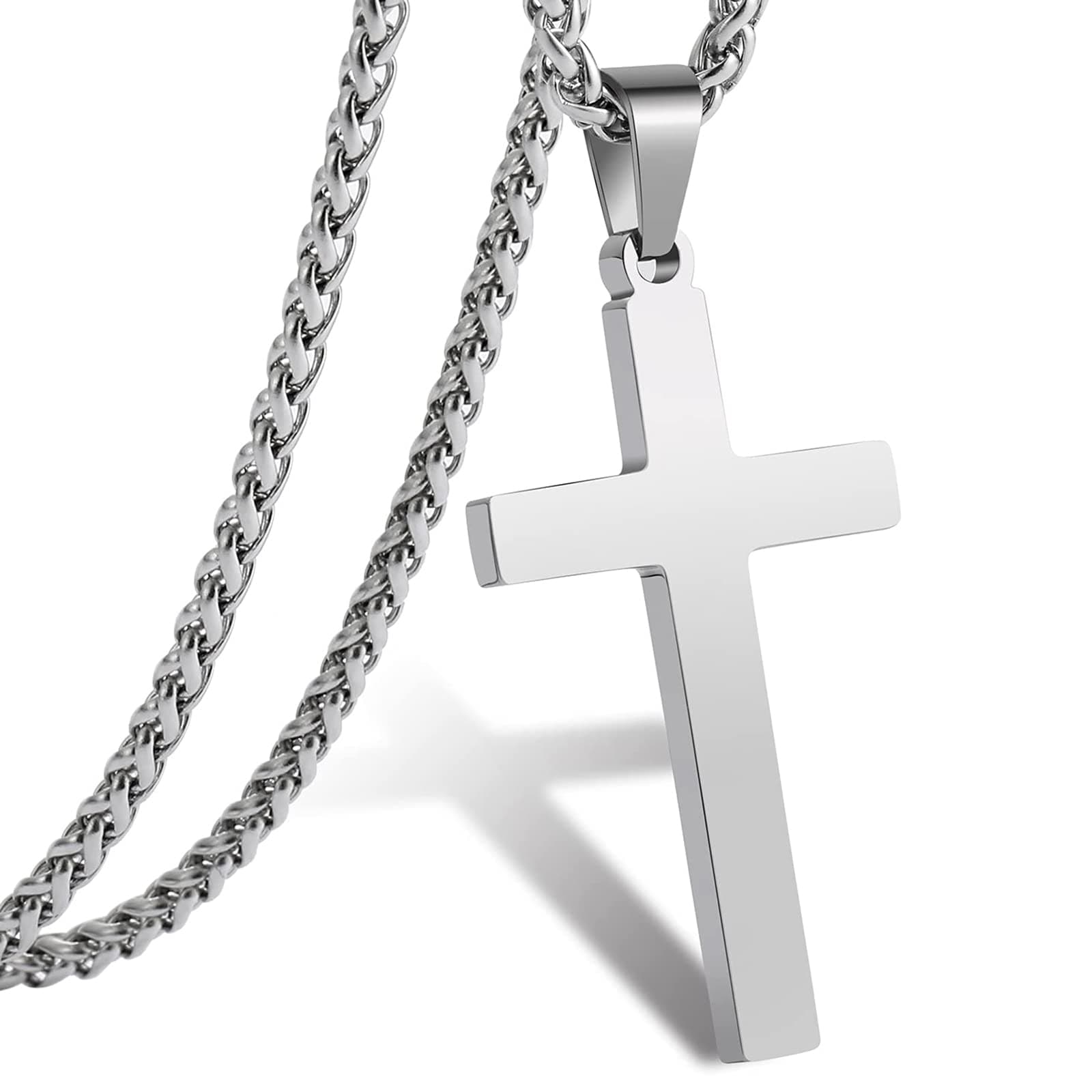 Stainless Steel Cross Necklace 16-24 Inches RS Gift for Men Women Boys