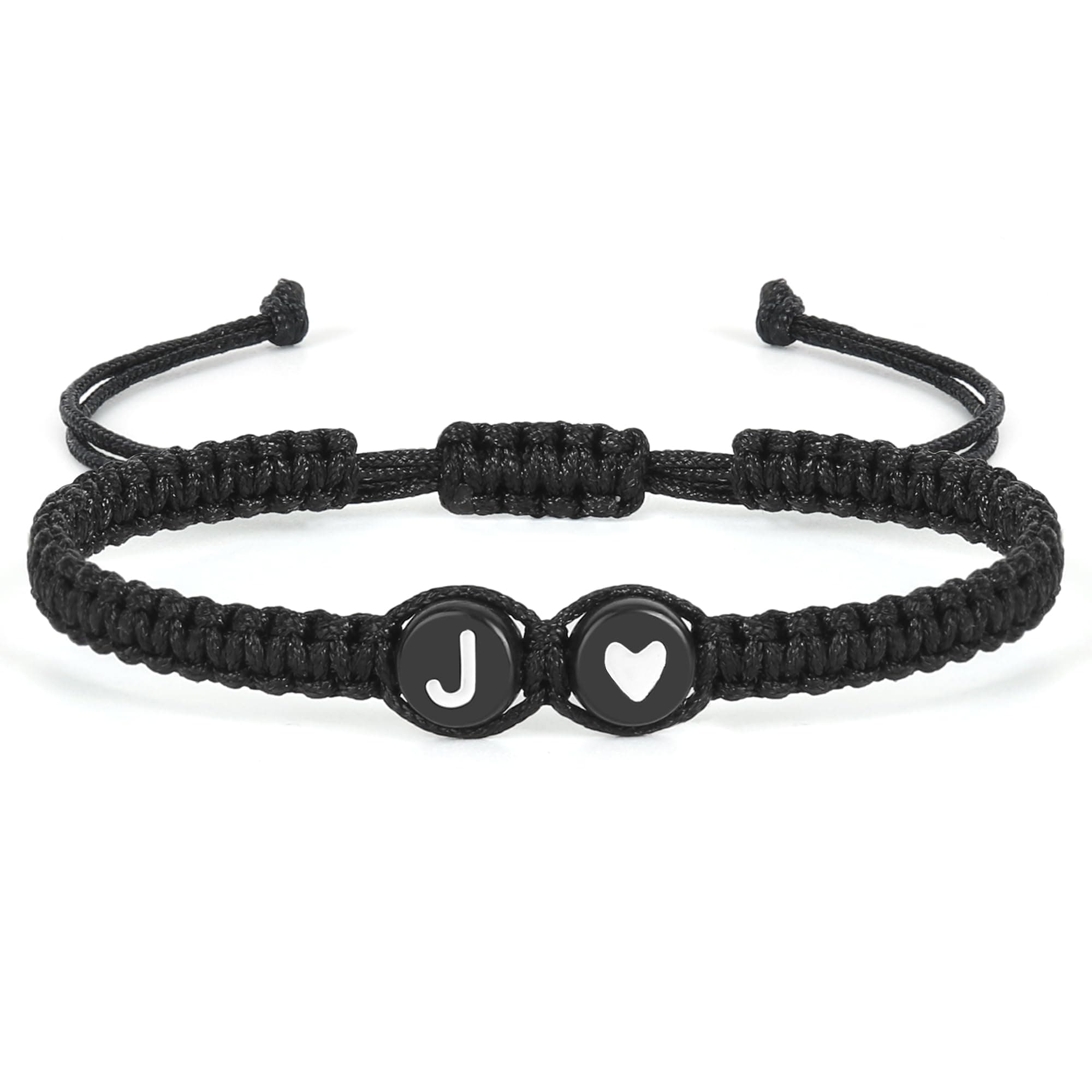 Aospkle Initial Letter Bracelet, Personalized Black Heart Jewelry Gift