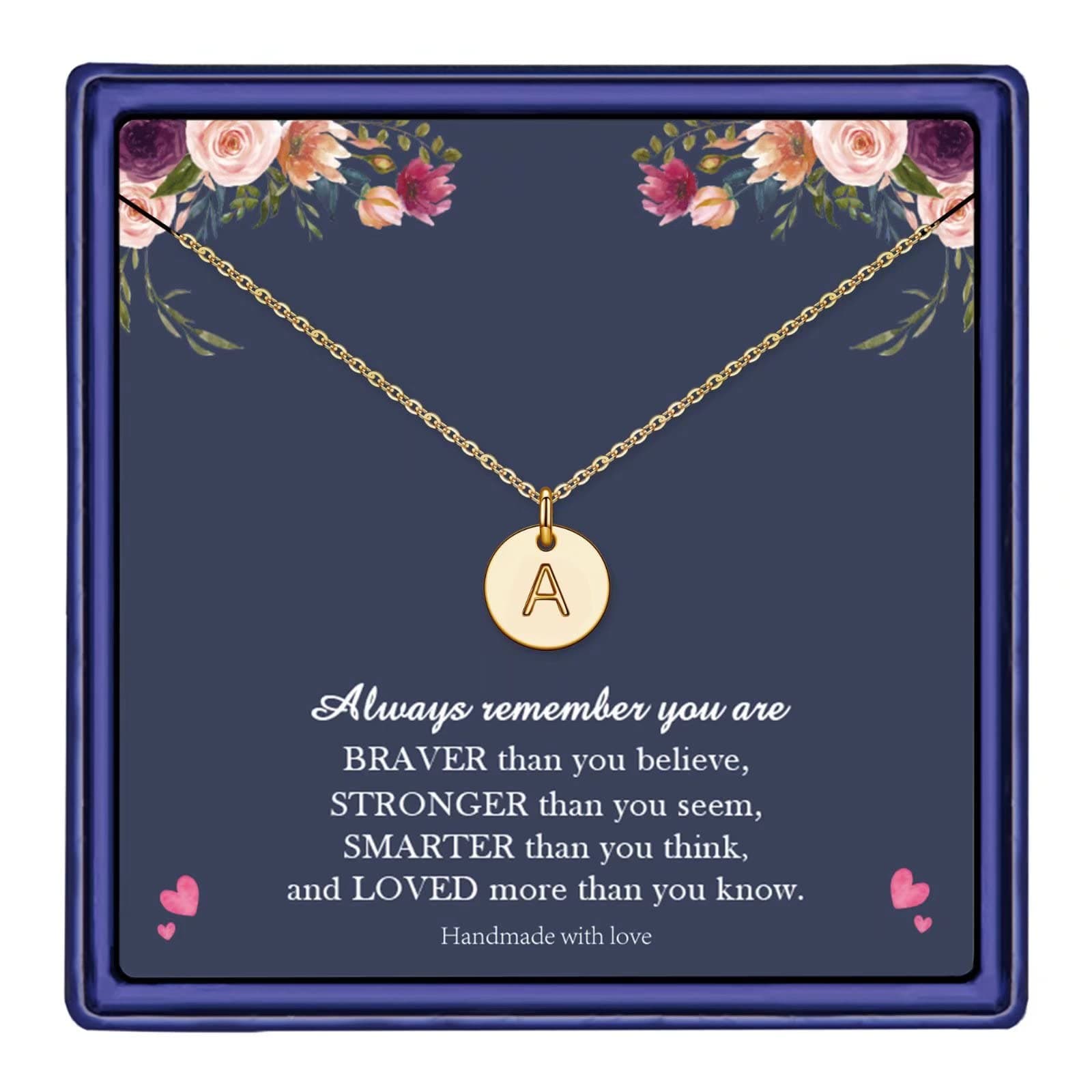 Hidepoo 14K Gold/Rose Gold Plated Double Sided Engraved Initial Necklaces for Girls & Women