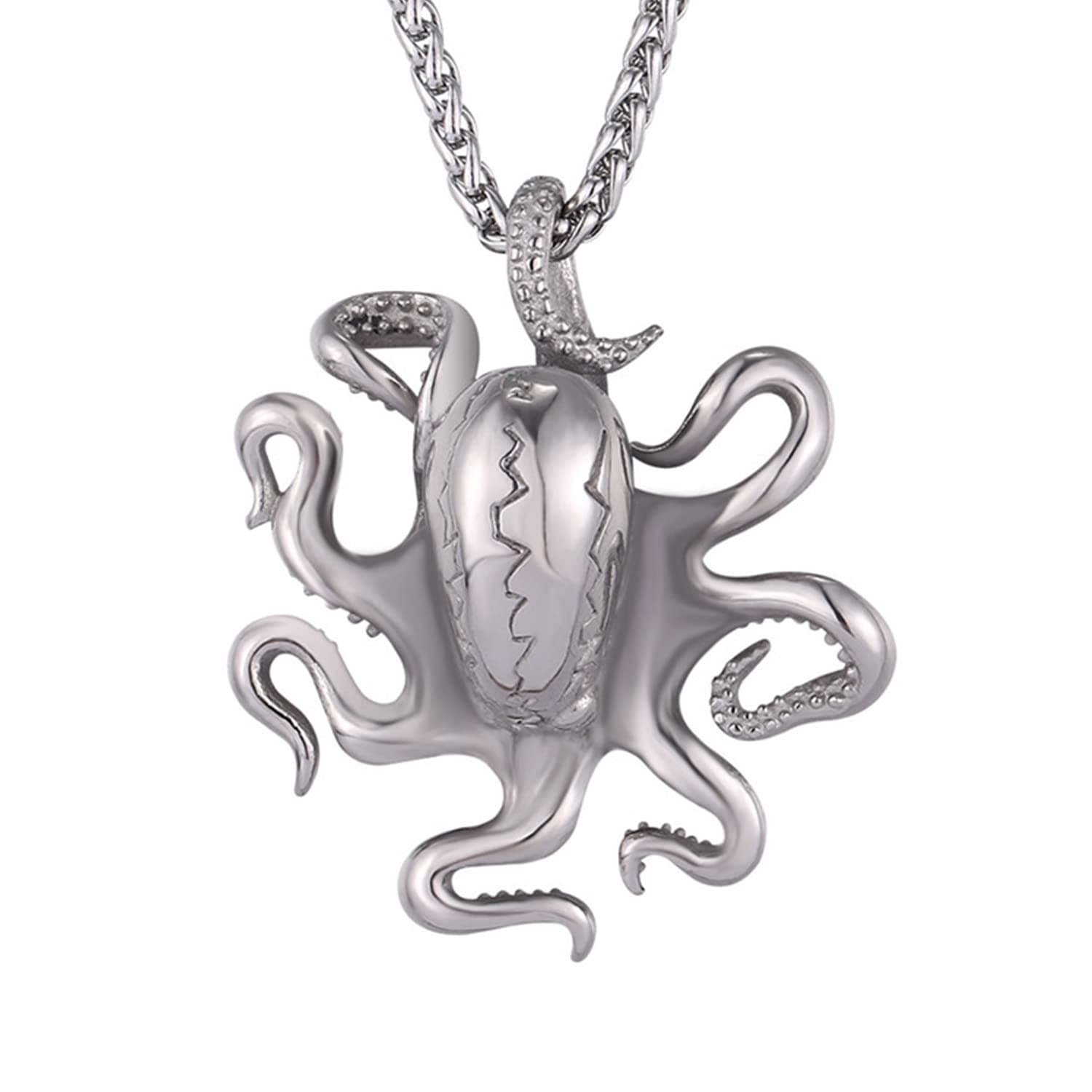 Stainless Steel U7 Skull Pendant Necklace - Gothic Punk Jewelry with 22-24 Inch Chain