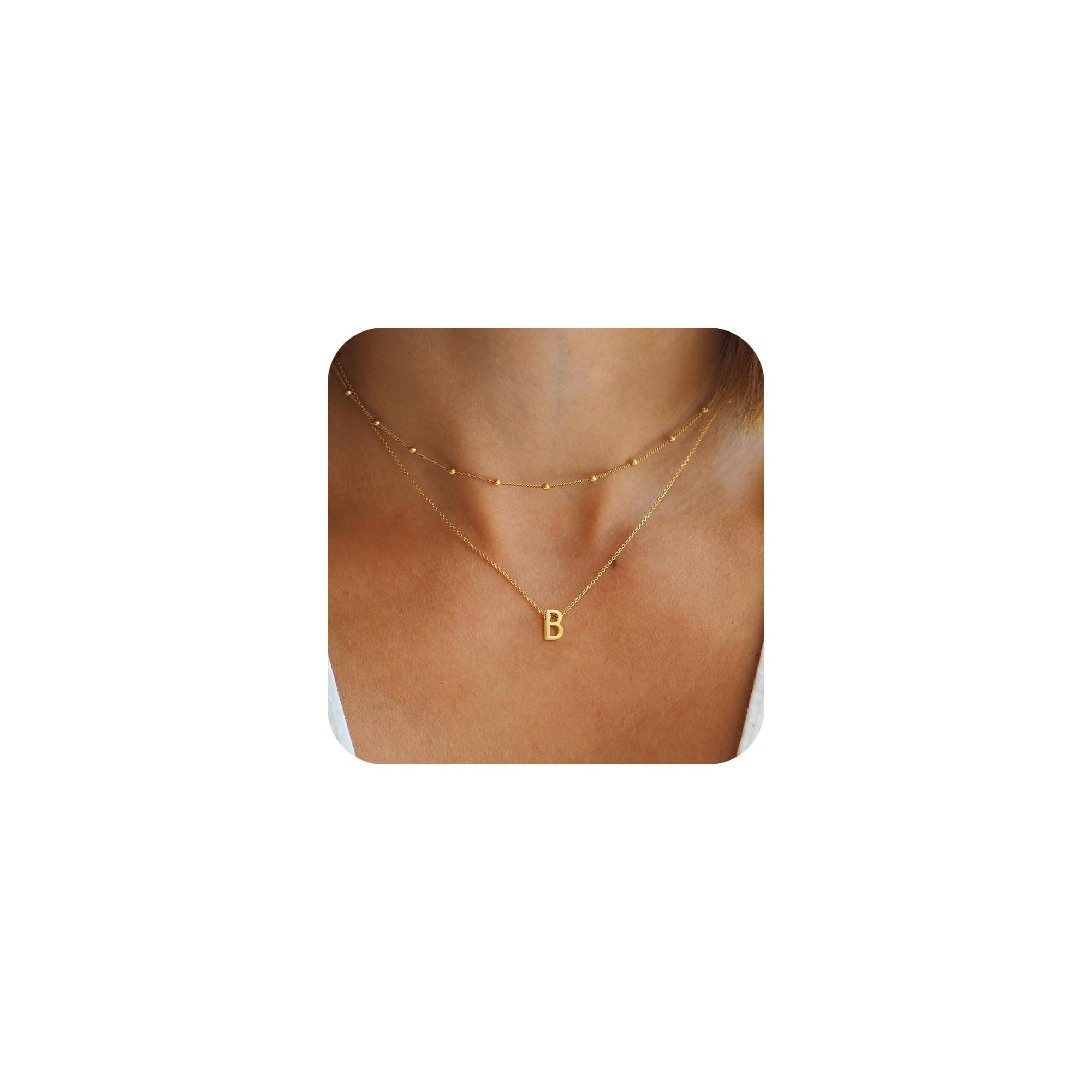 BAYLAY Women's Dainty 18K Gold Filled Initial Choker Necklace