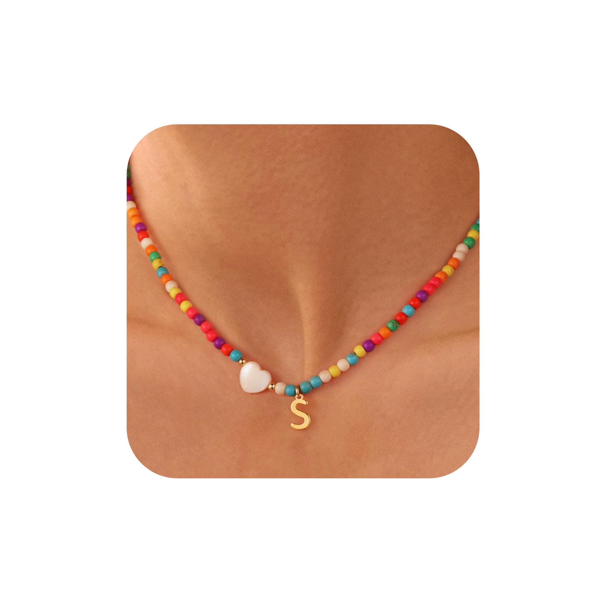 Cute Initial Beaded Necklaces for Teen Girls