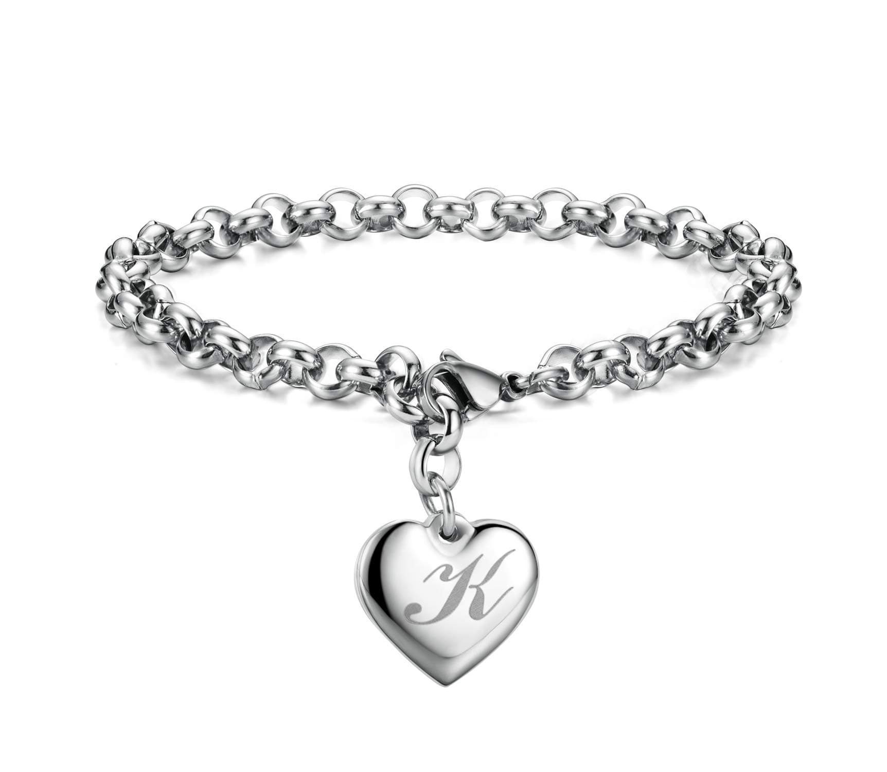 Monily Initial Charm Heart Bracelet Jewelry for Teen Girls
