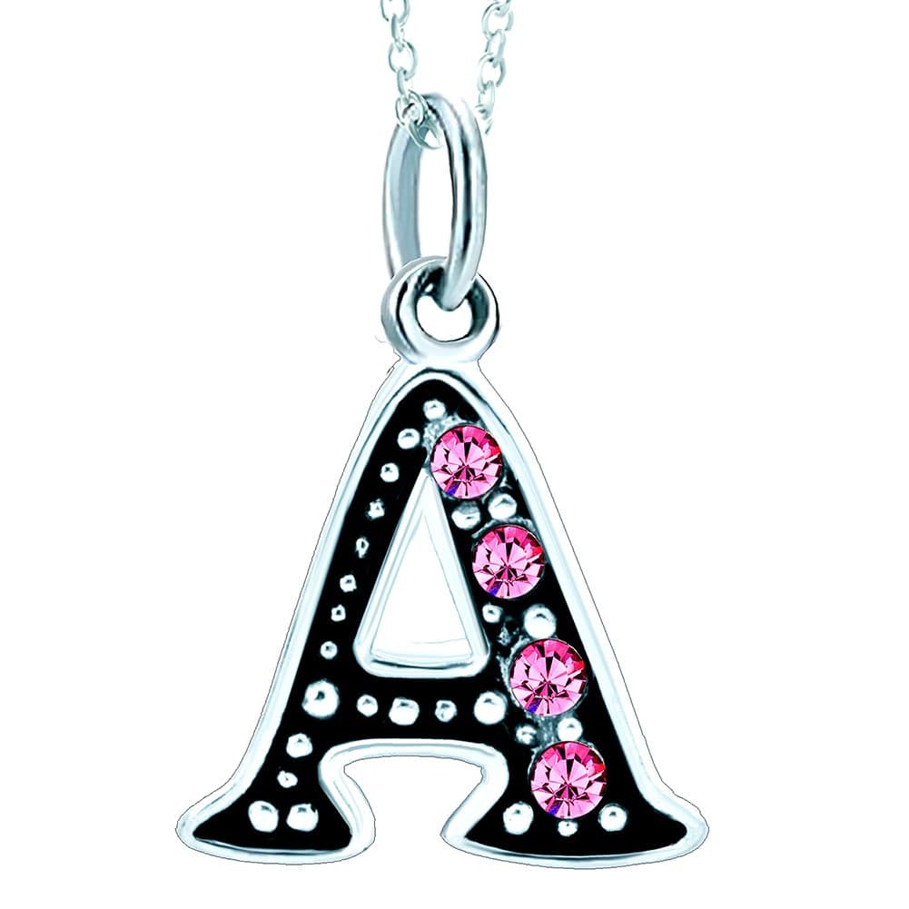 LovelyJewelry Initial Pink A Alphabet Charm Beaded Necklace Pendant