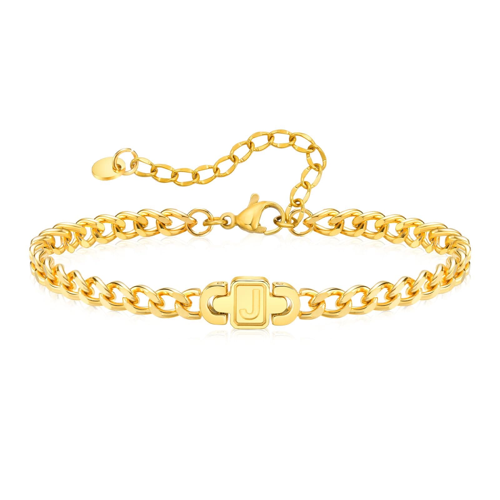 Personalized A-Z Initial Stainless Steel Bracelets for Men and Women