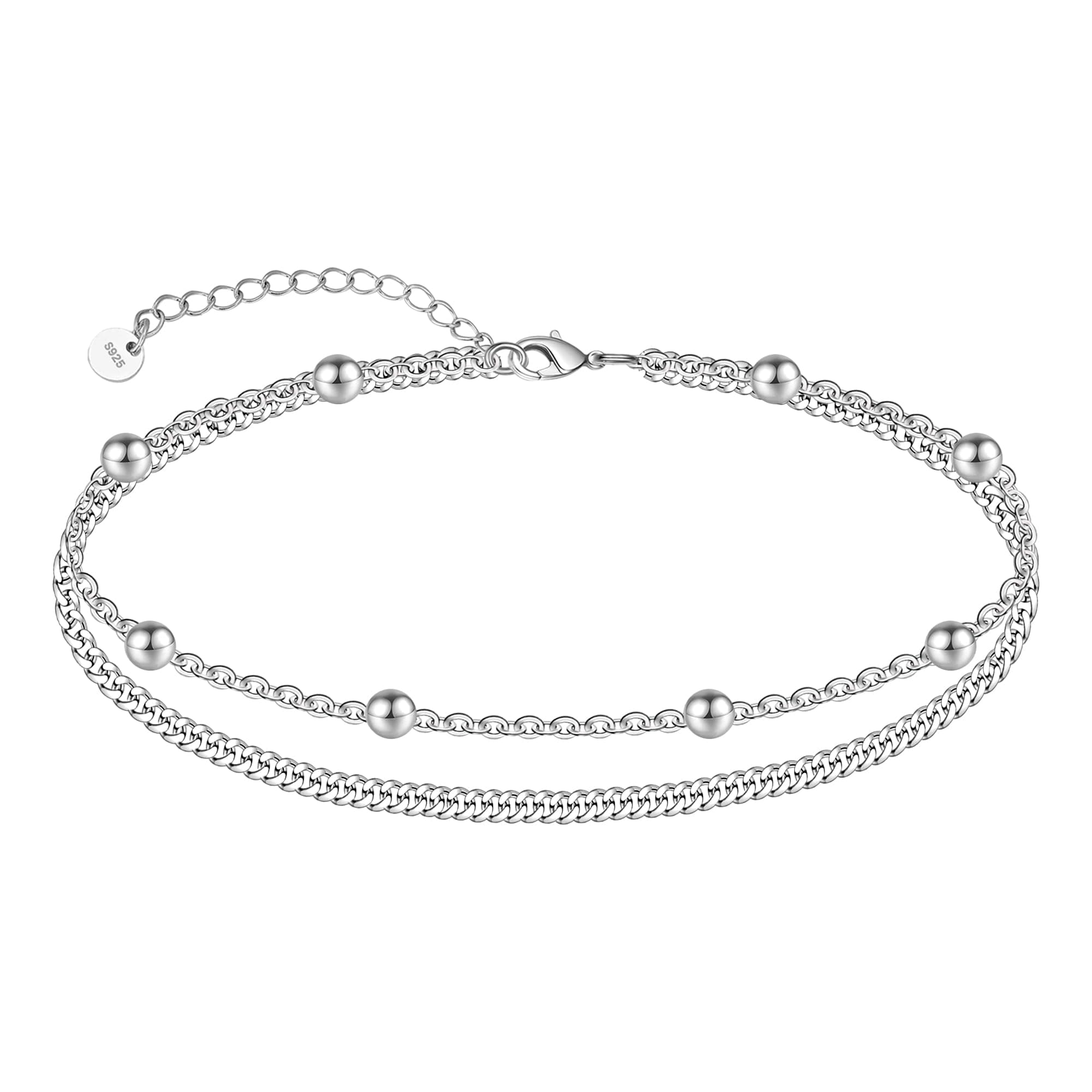 Chic 925 Sterling Silver Multilayer Anklet for Women with Satellite & Stars