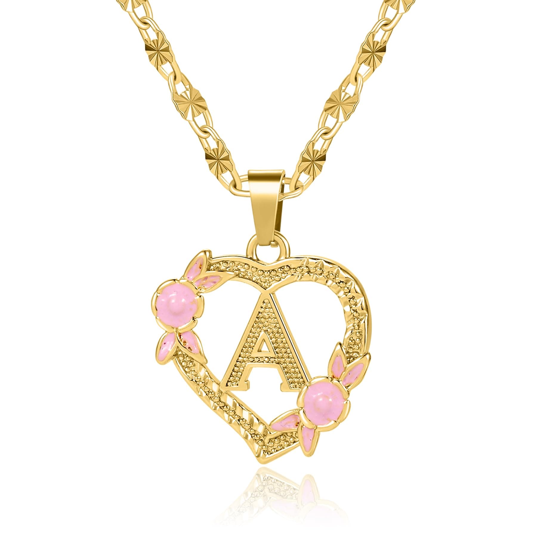 Qitian Initial Heart Pendant Necklace for Women Alphabet Gift