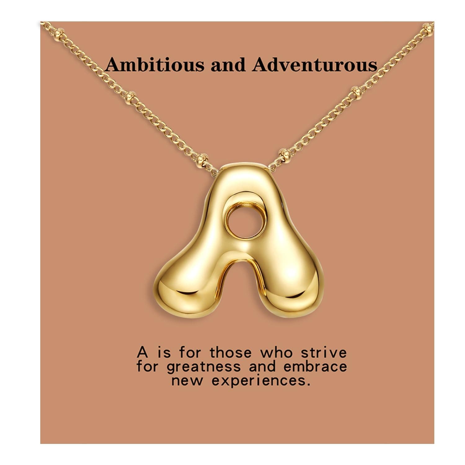 VOJO Gold Plated Balloon Letter Pendant Necklace for Women