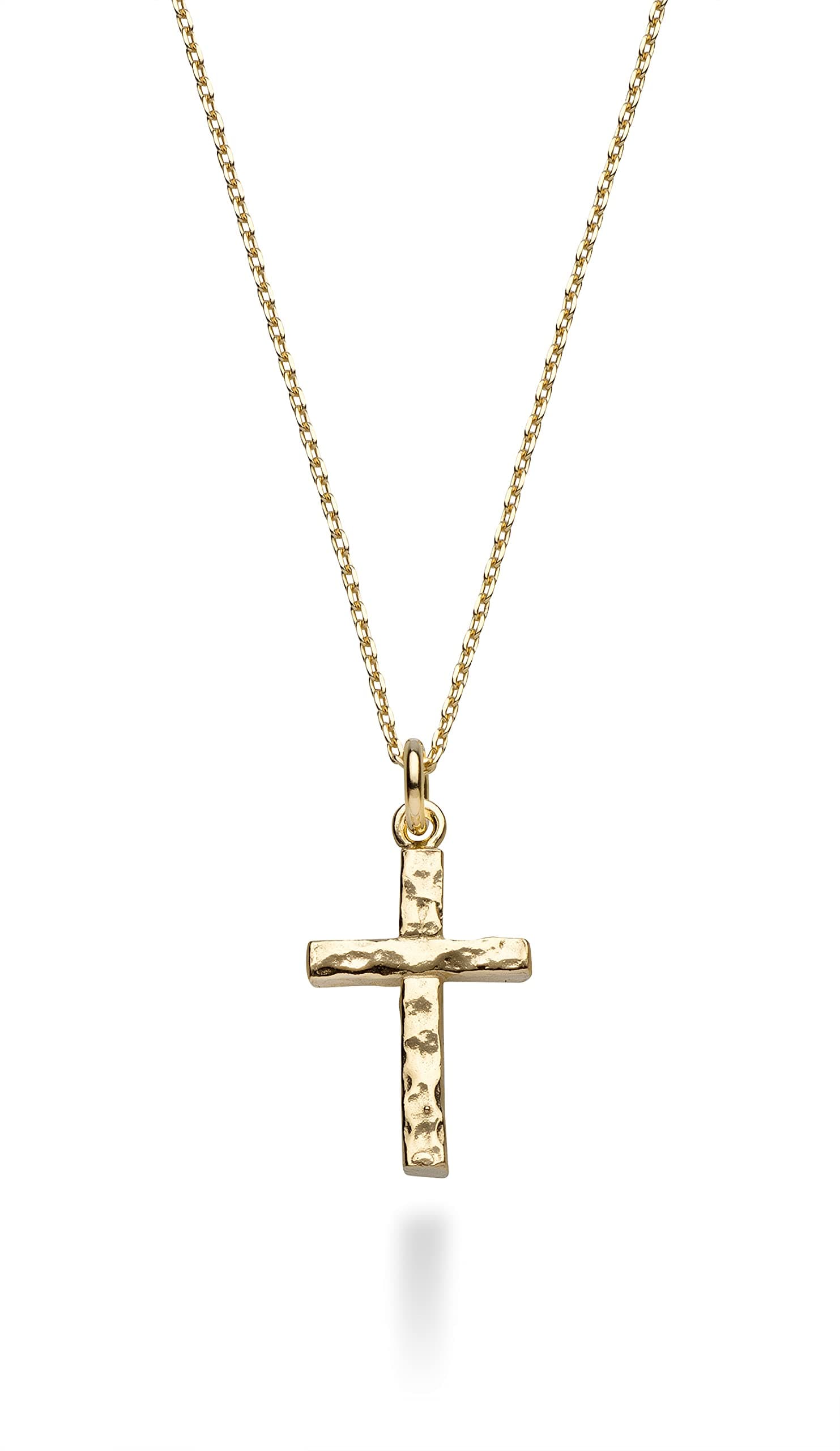 Miabella Italian 925 Sterling Silver Hammered Cross Pendant Necklace 18"