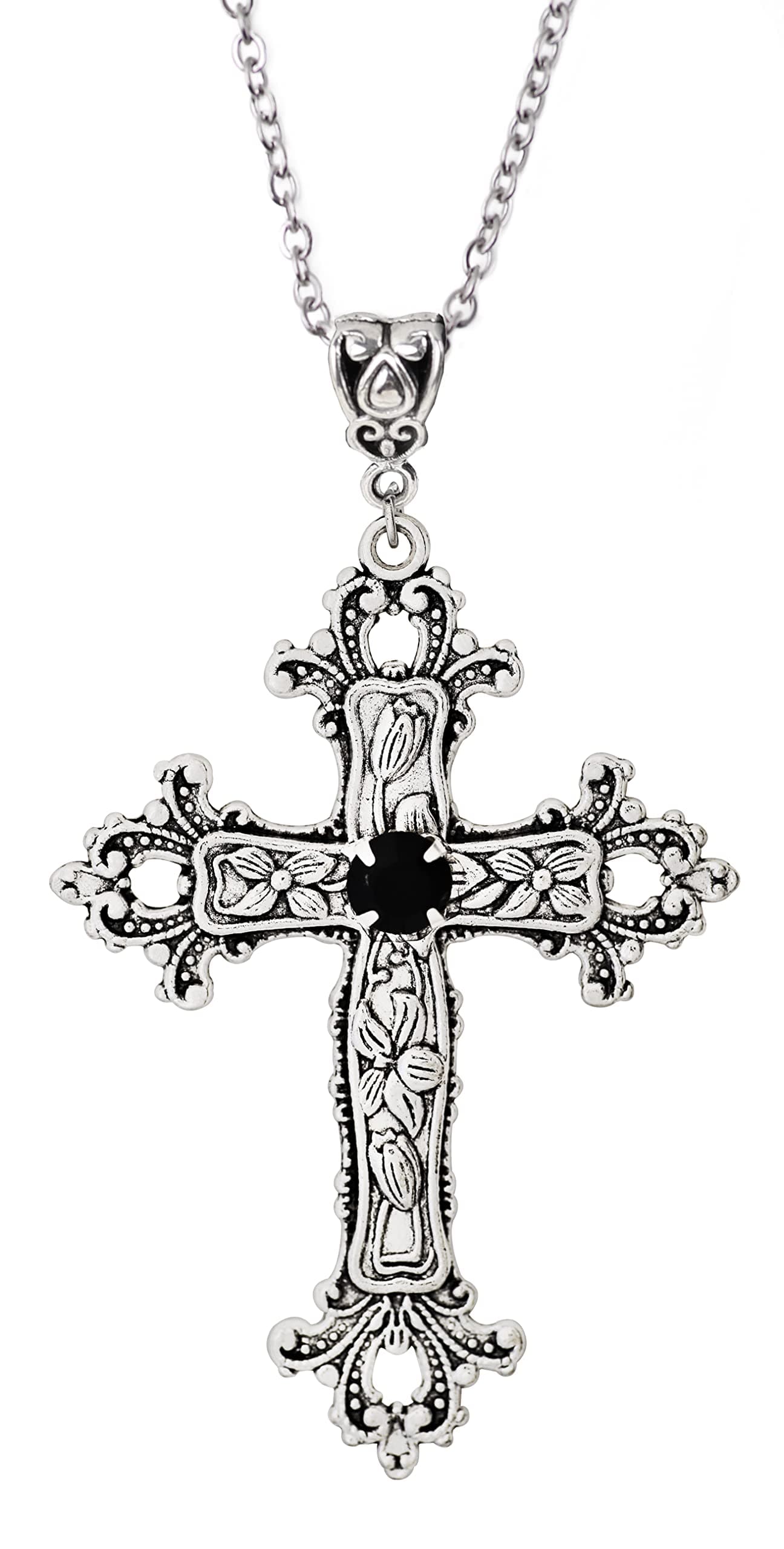 Sacina Gothic Cross Necklace, Zinc Alloy Pendant, Gift for Men & Women