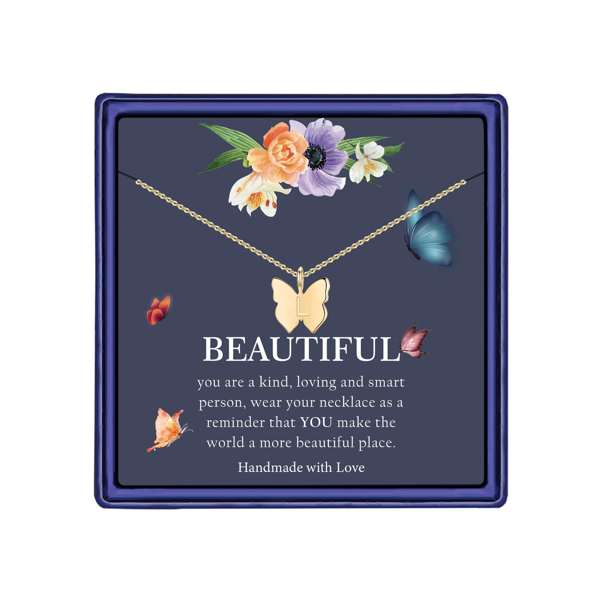 Hidepoo Initial Butterfly 14K Gold/Silver/Rose Gold Filled Choker Necklace for Girls
