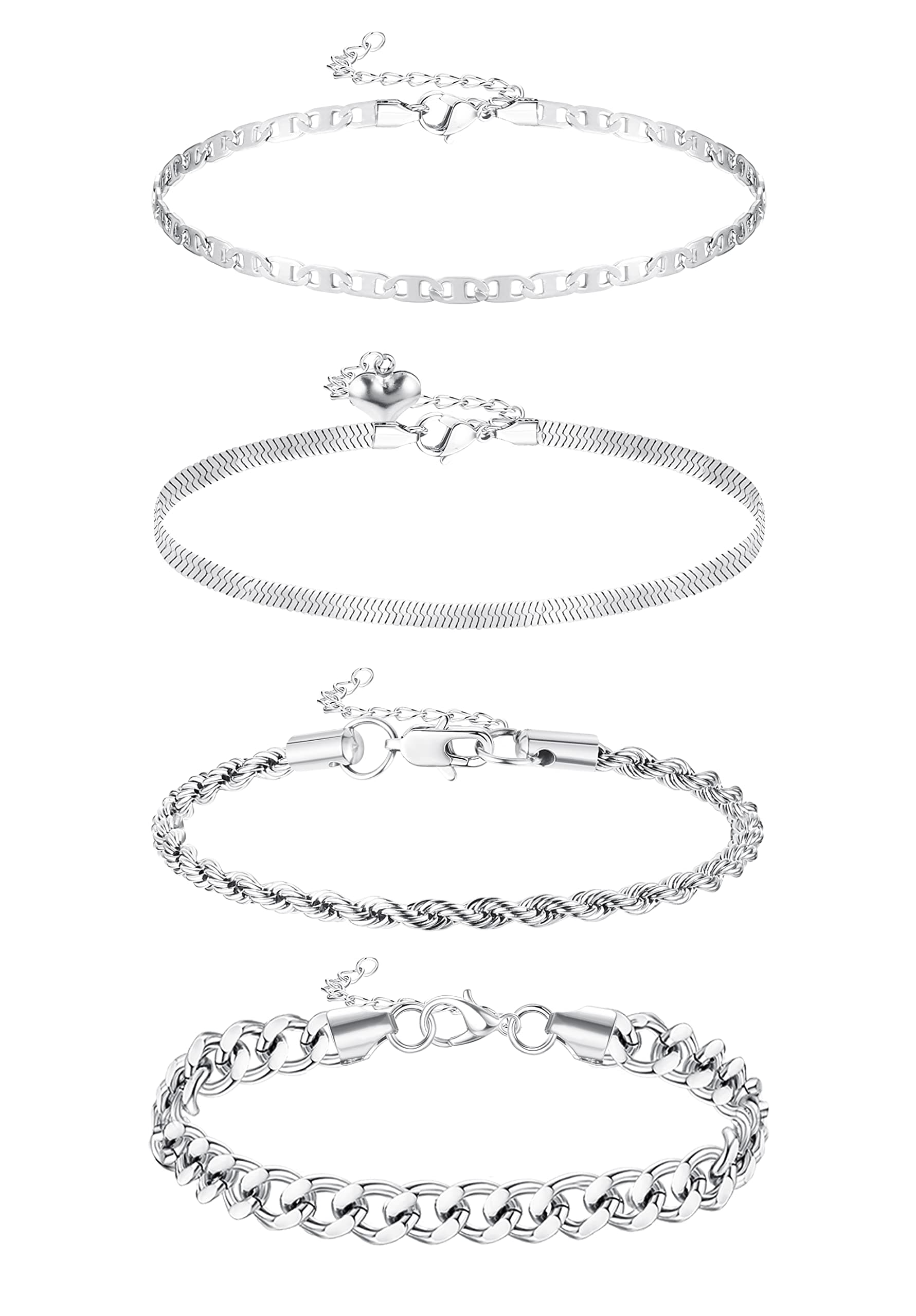 HANPABUM Stainless Steel Boho Layered Anklet Summer Foot Jewelry