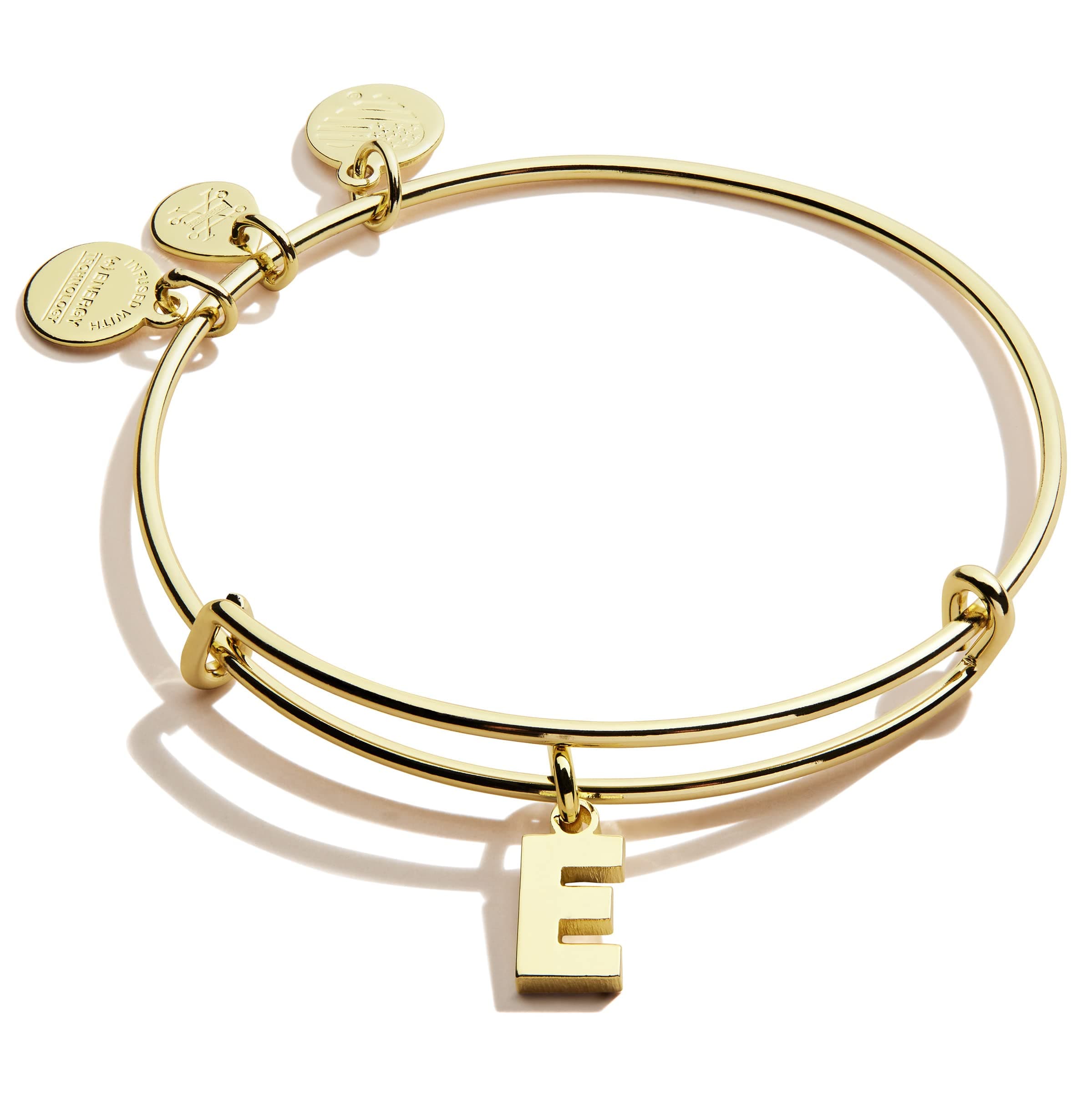 Expandable Bangle with Initial Letter Charms for Women