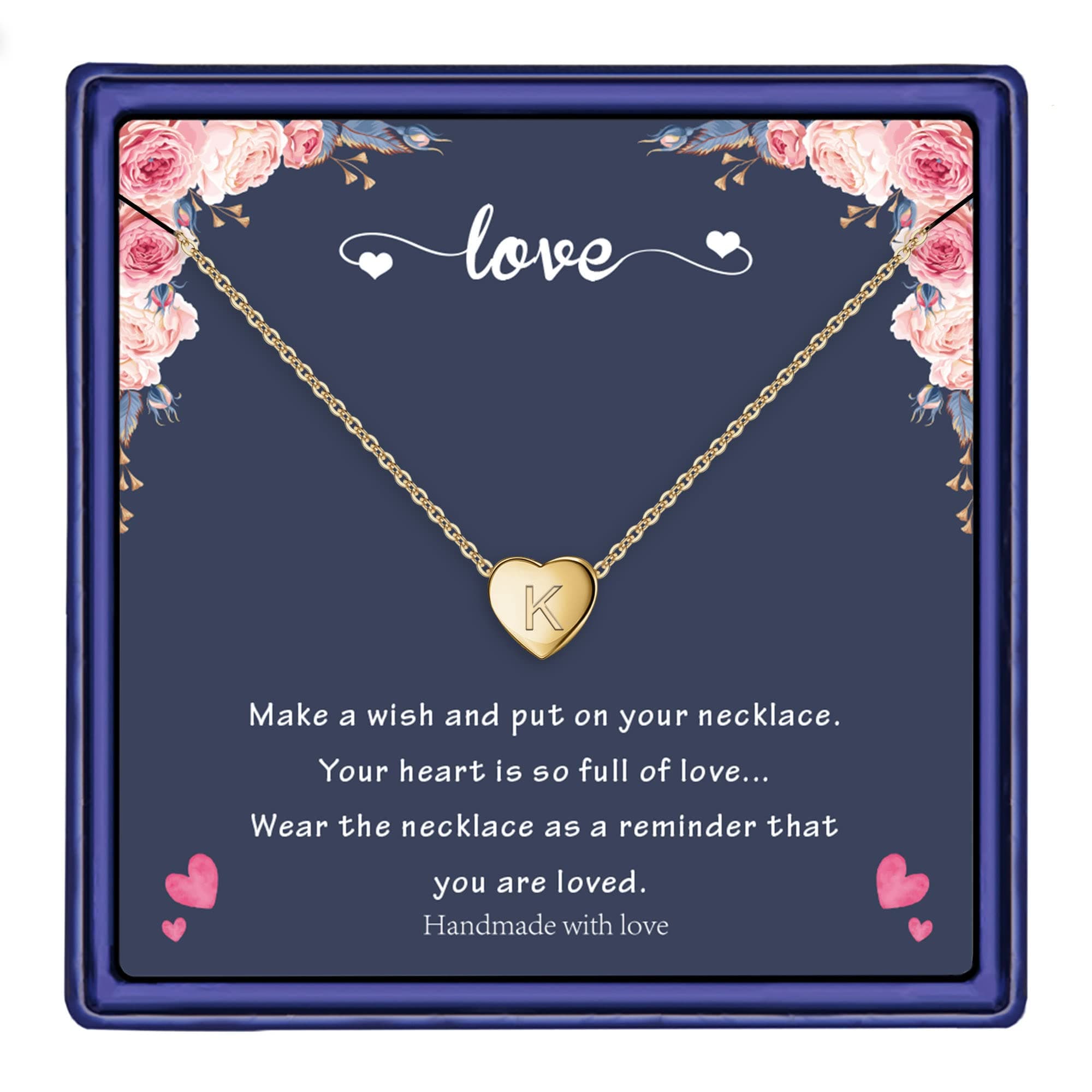 Hidepoo 14K Gold Filled Heart Initial Necklaces for Girls