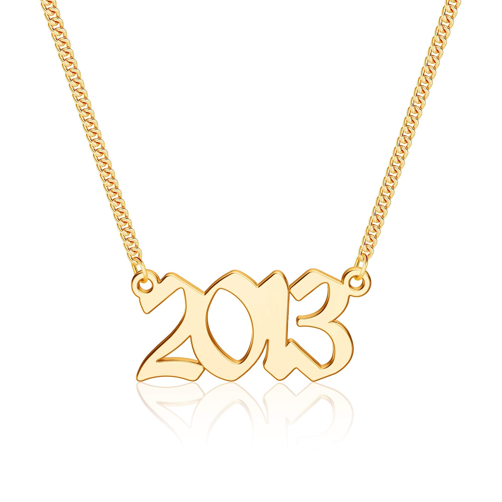 Ursteel 18K Gold Plated Old English Birth Year Pendant Necklace 1970-2022