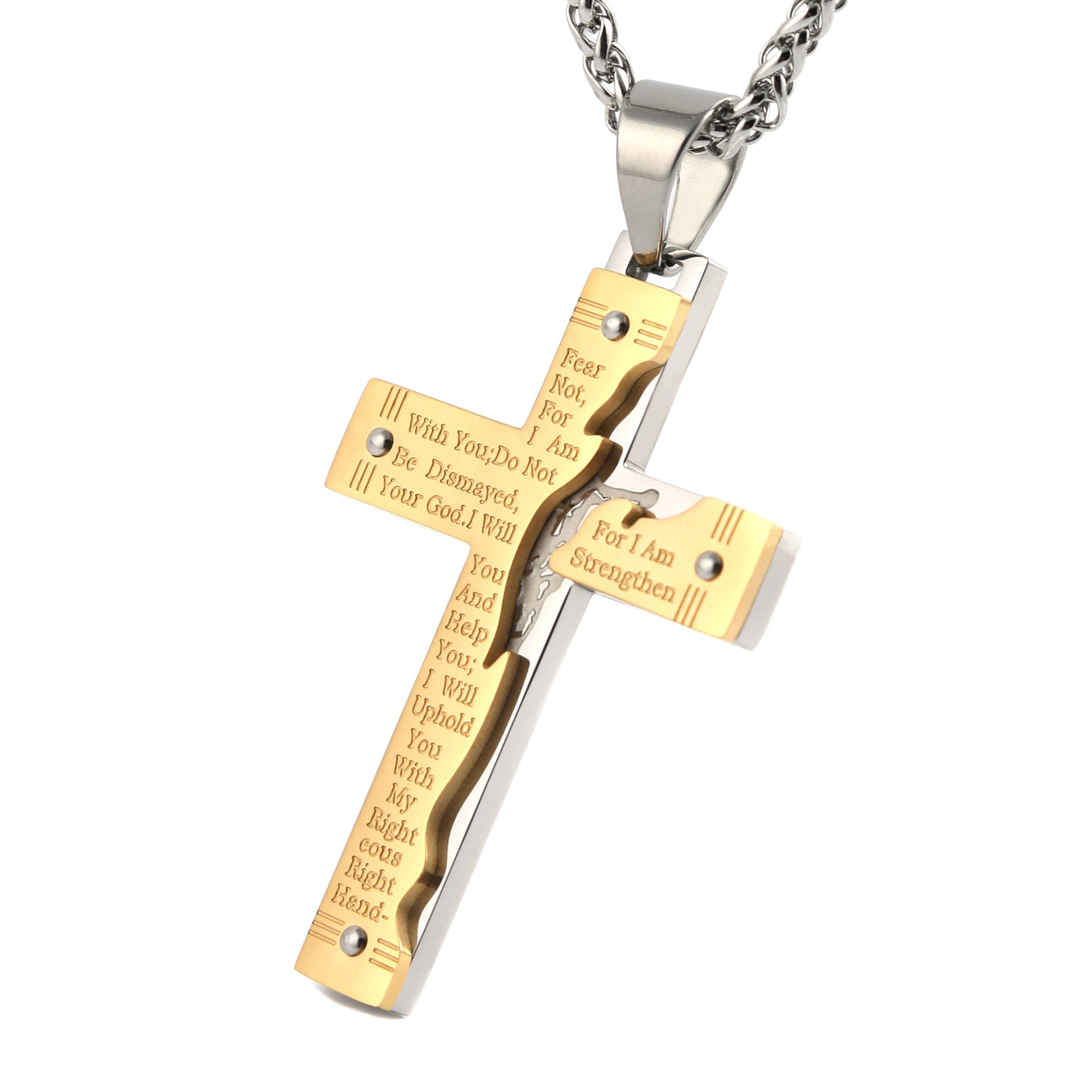 HZMAN Men's Stainless Steel Jesus Crucifix Pendant Necklace